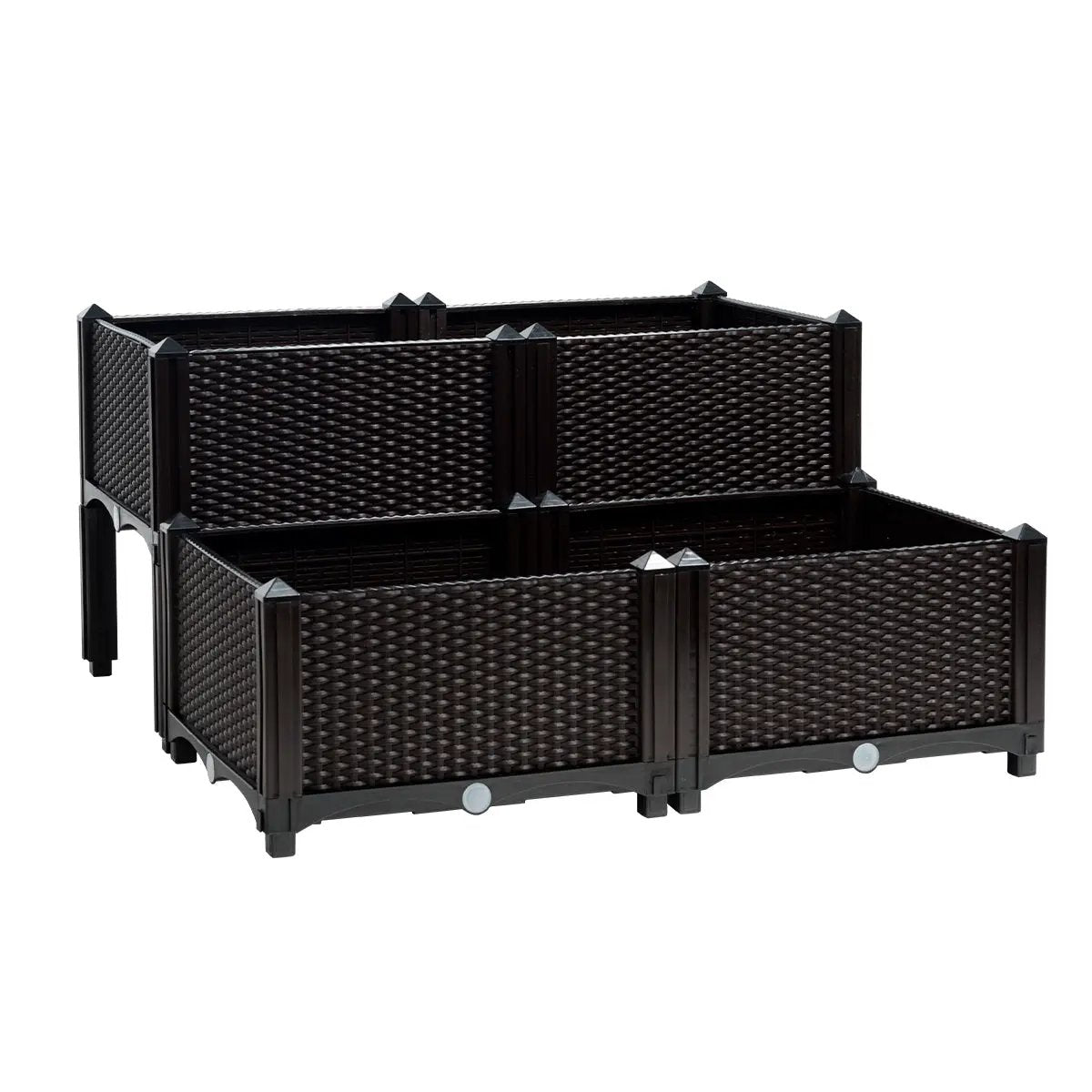 Set of 4 Elevated Flower Vegetable Herb Grow Planter Box by DirectDeals