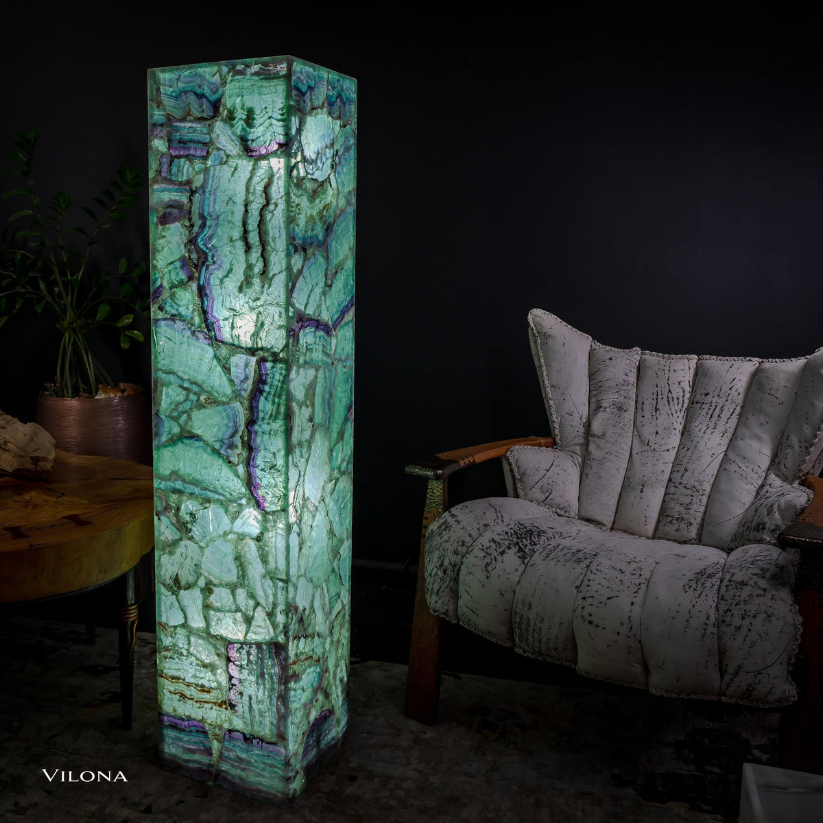 Fluorite Floor Lamp - Medium - 55"H x 11.5"W - Square - (12/19), photo 4 of 13