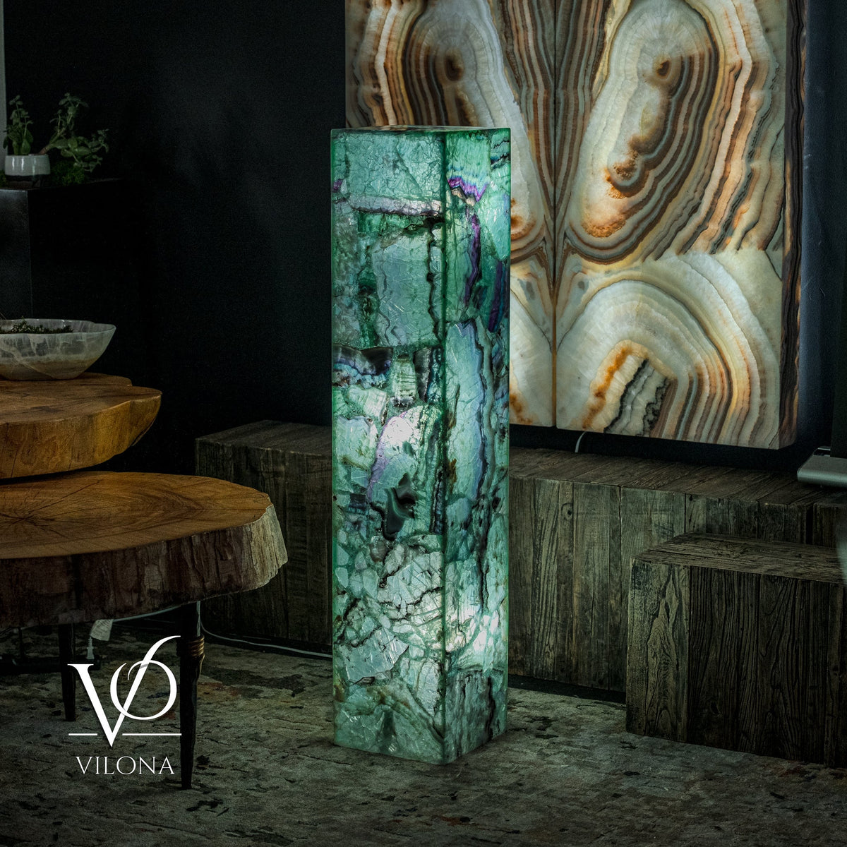Fluorite Floor Lamp - Medium - 47.5"H x 10"W - Square - #9, photo 6 of 12