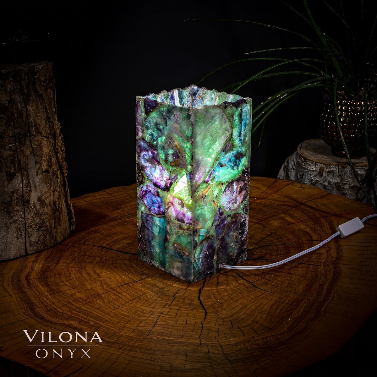 Fluorite Crystal Table Lamp #11 (Miniature Size), photo 4 of 5