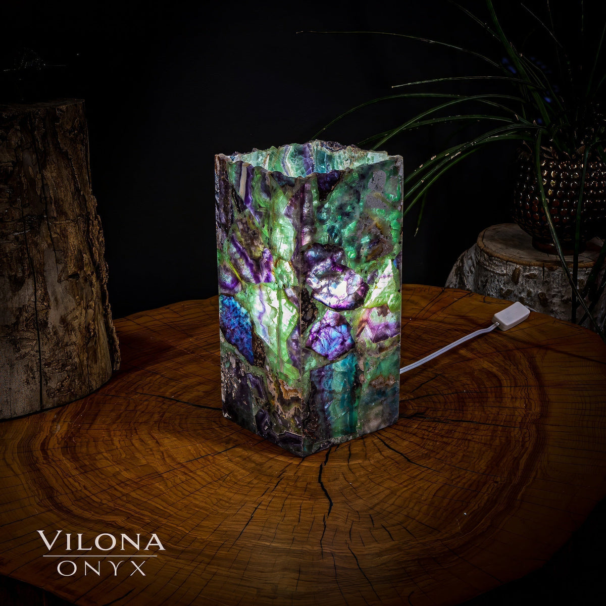 Fluorite Crystal Table Lamp #11 (Miniature Size), photo 3 of 5