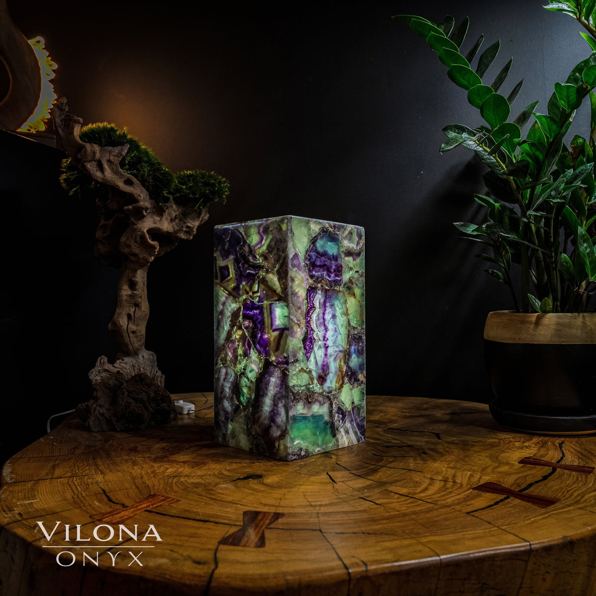 Fluorite Crystal Table Lamp #6 (Miniature Size), photo 3 of 5