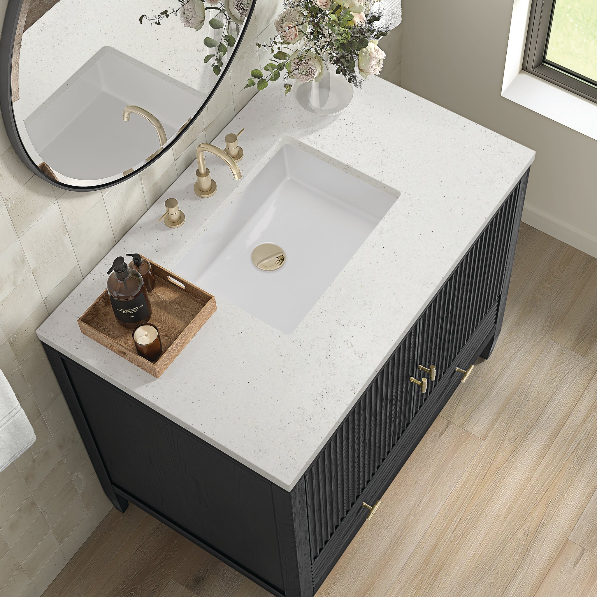 James Martin Myrrin 36" Single Bathroom Vanity, Carbon Oak, view 35