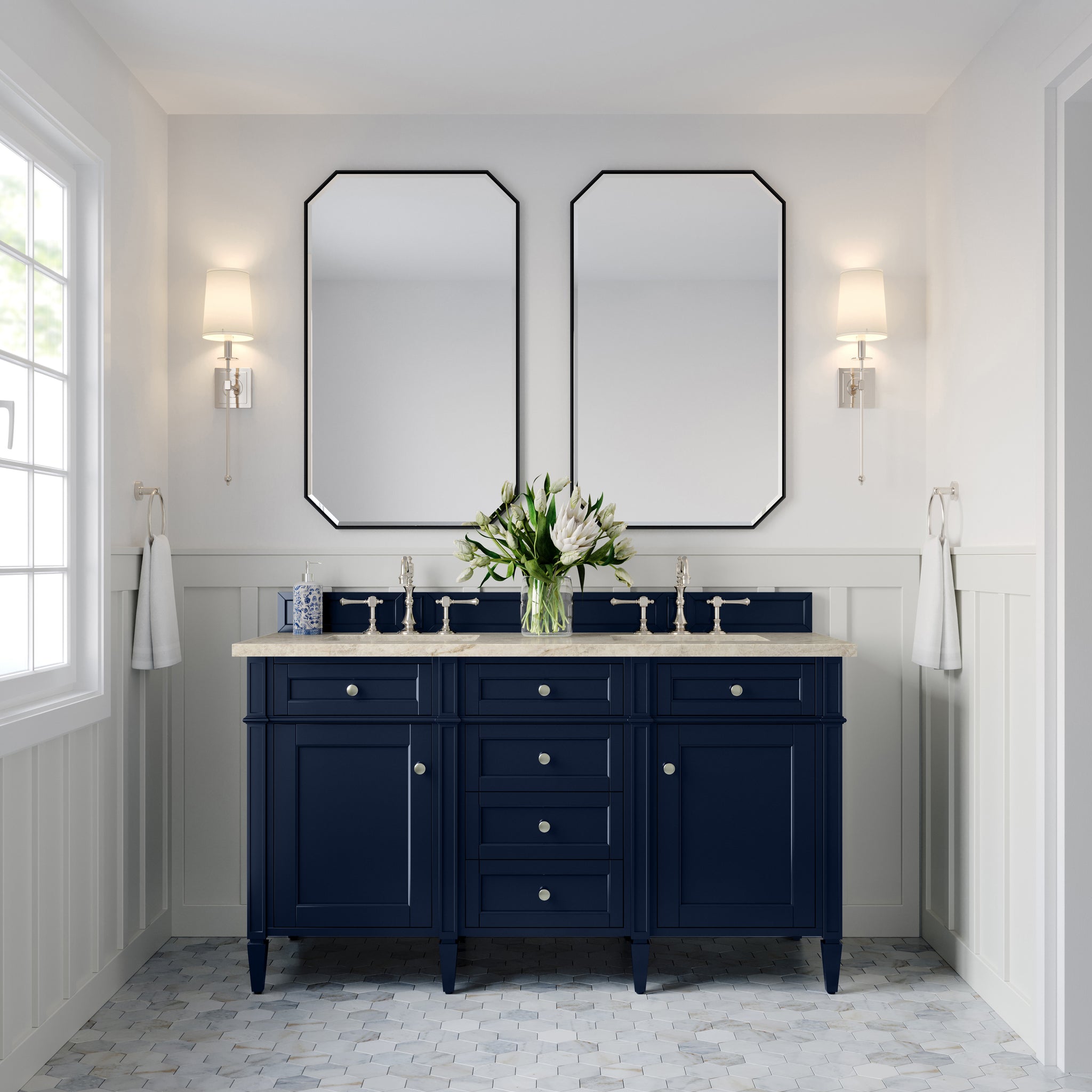 James Martin Brittany 60" Double Bathroom Vanity, Victory Blue, view 38