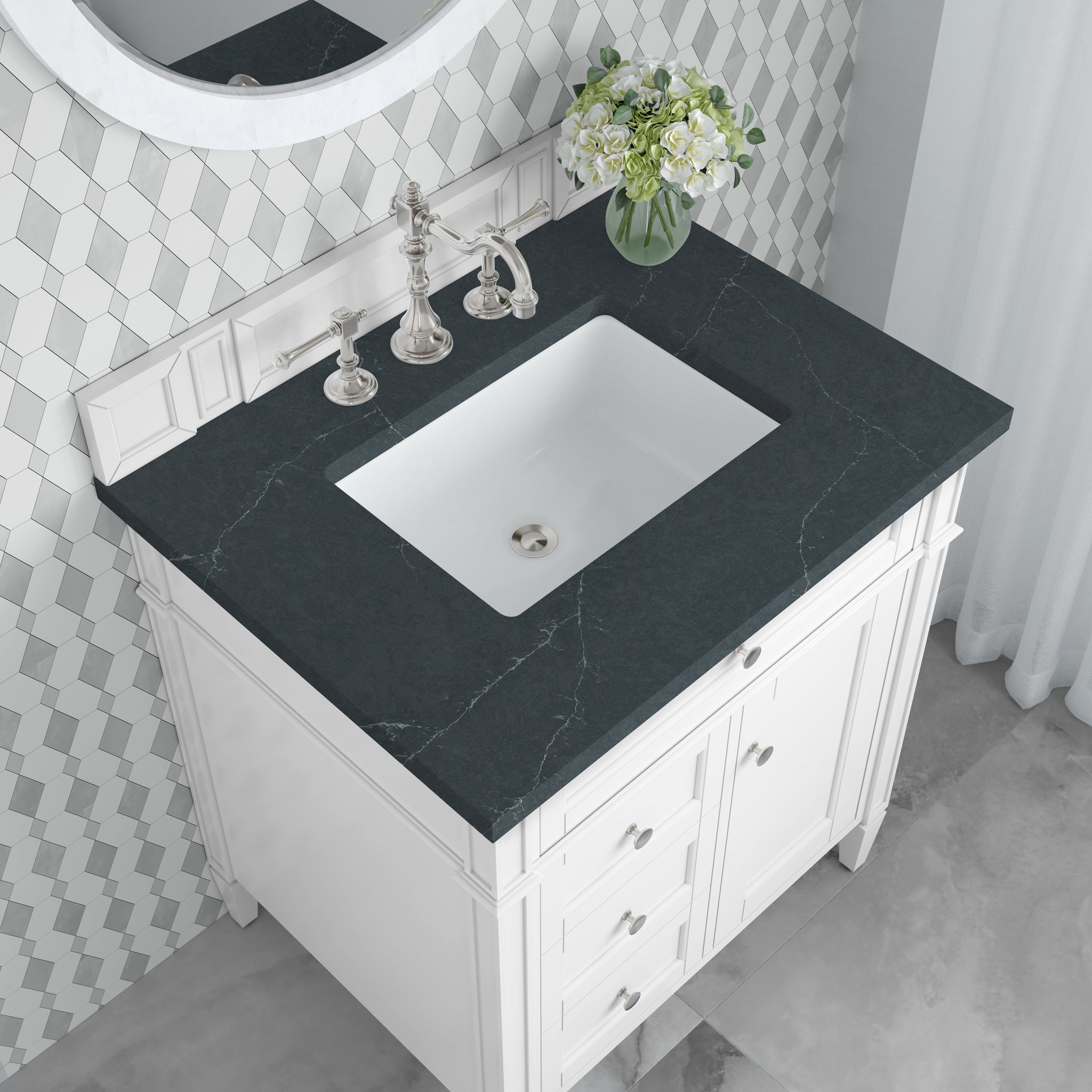 James Martin Brittany 30" Single Bathroom Vanity, Bright White, view 31