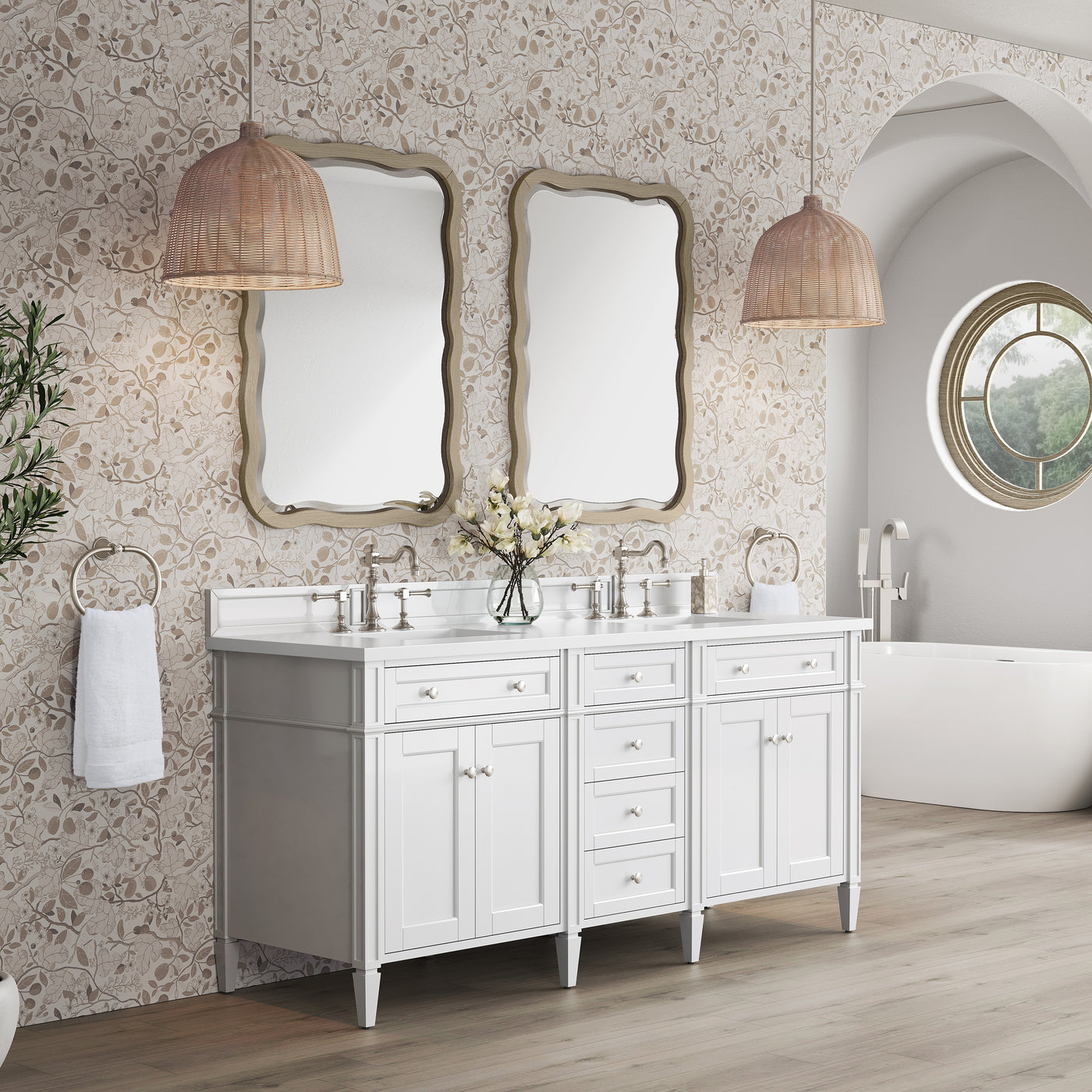James Martin Brittany 72" Double Bathroom Vanity, Bright White, view 29