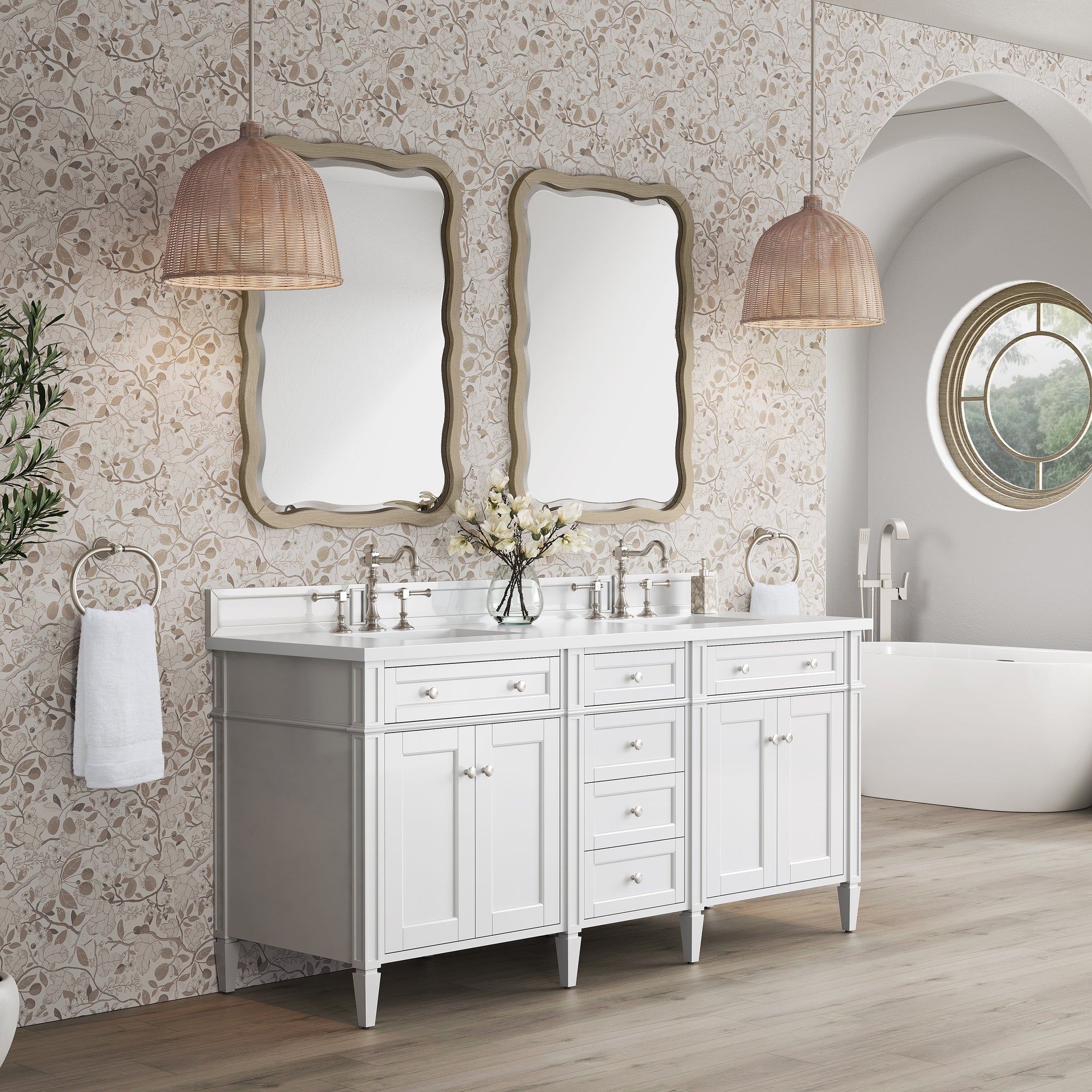 James Martin Brittany 72" Double Bathroom Vanity, Bright White, view 29