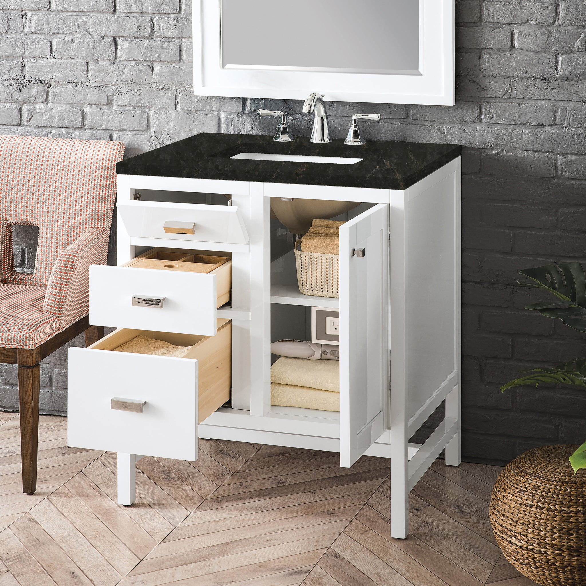 James Martin Addison 30" Single Bathroom Vanity, Glossy White, view 32