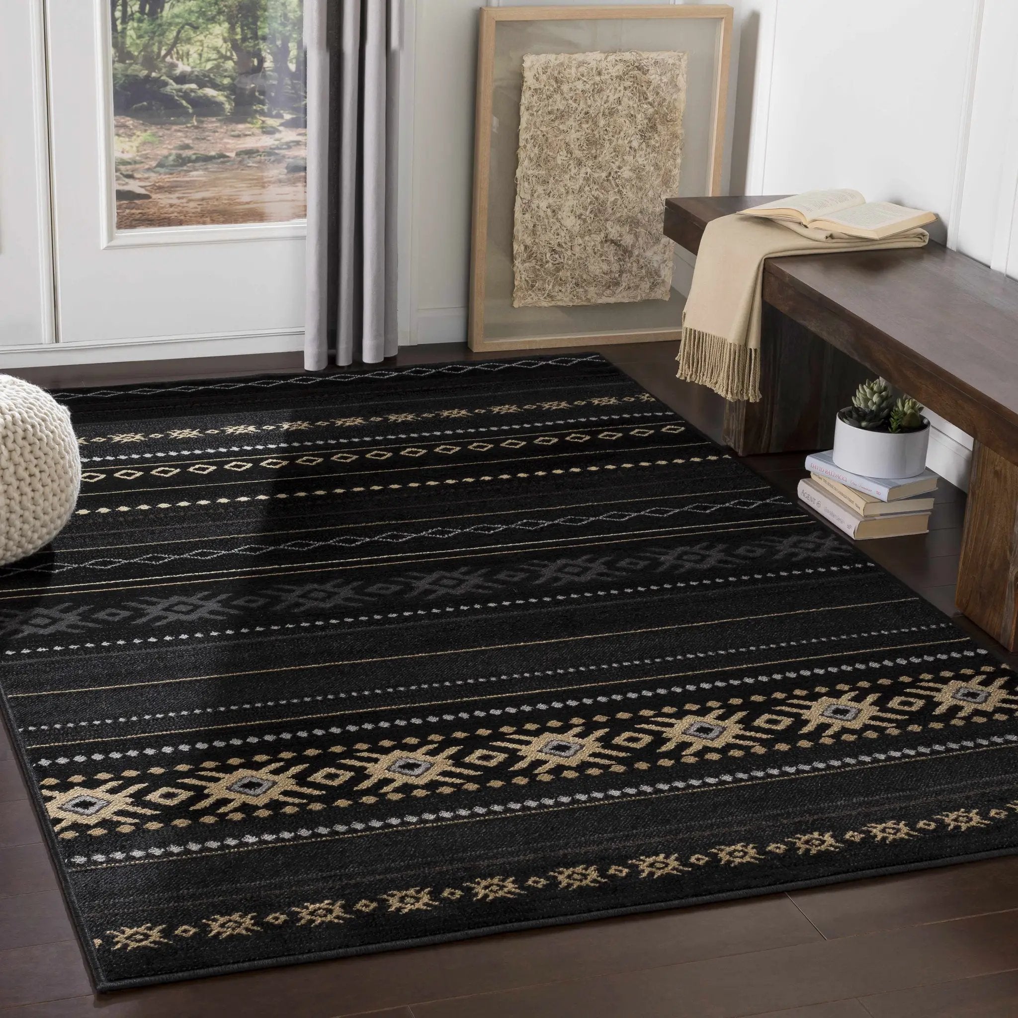 Fogertown Black Western Rug by Boutique Rugs