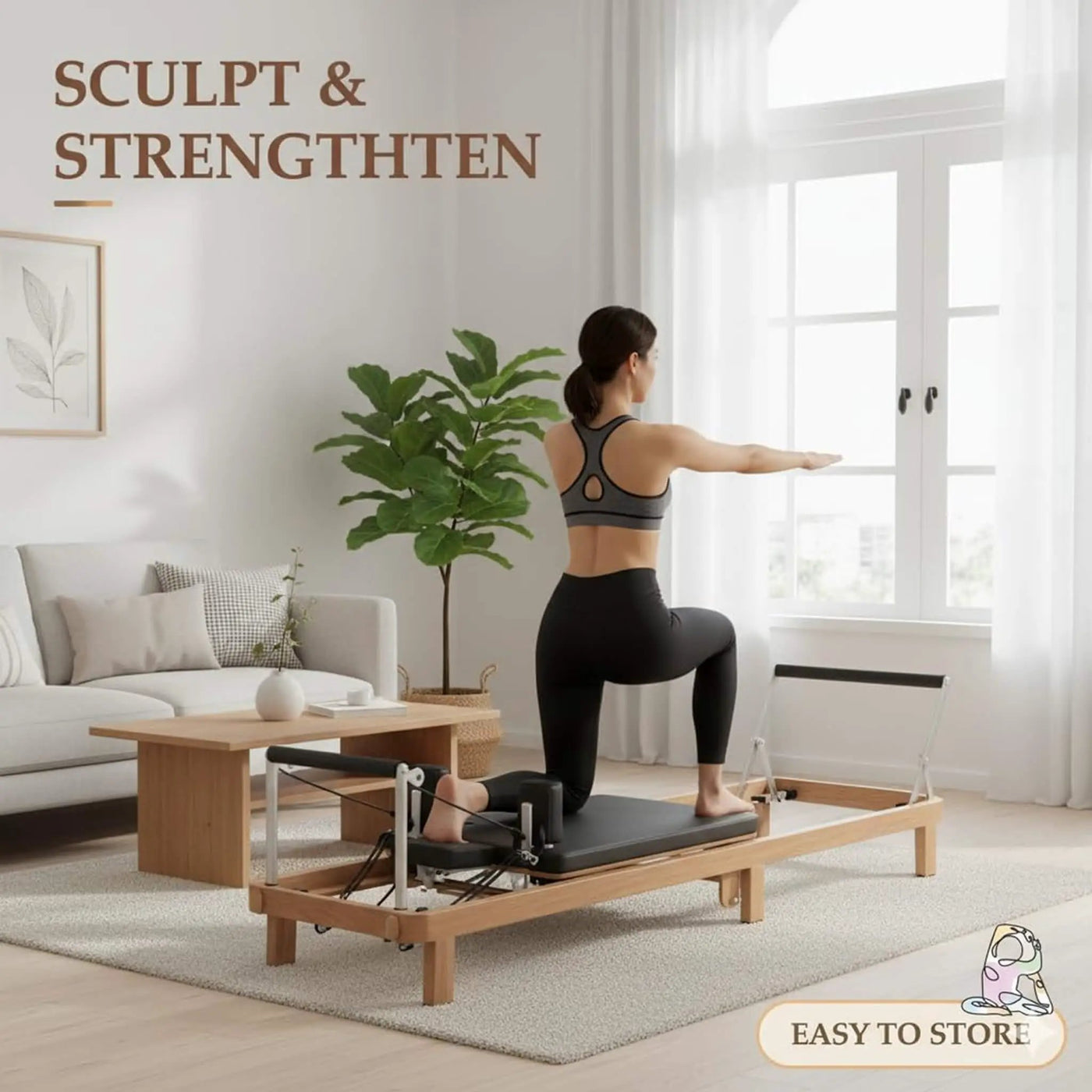 Apex Foldable Dual Resistance Pilates Reformer With Jumpboard (SAK83914) by SAKSBY WHOLESALE