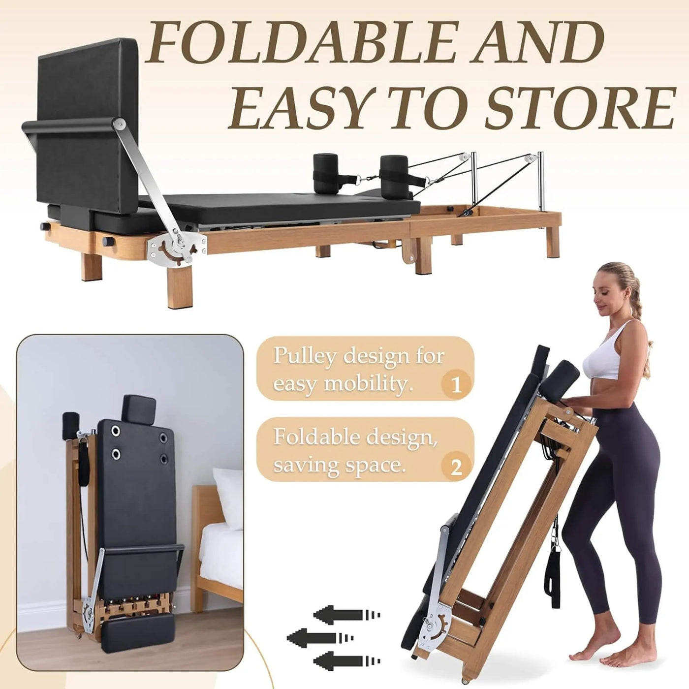 Apex Foldable Dual Resistance Pilates Reformer With Jumpboard (SAK83914) by SAKSBY WHOLESALE