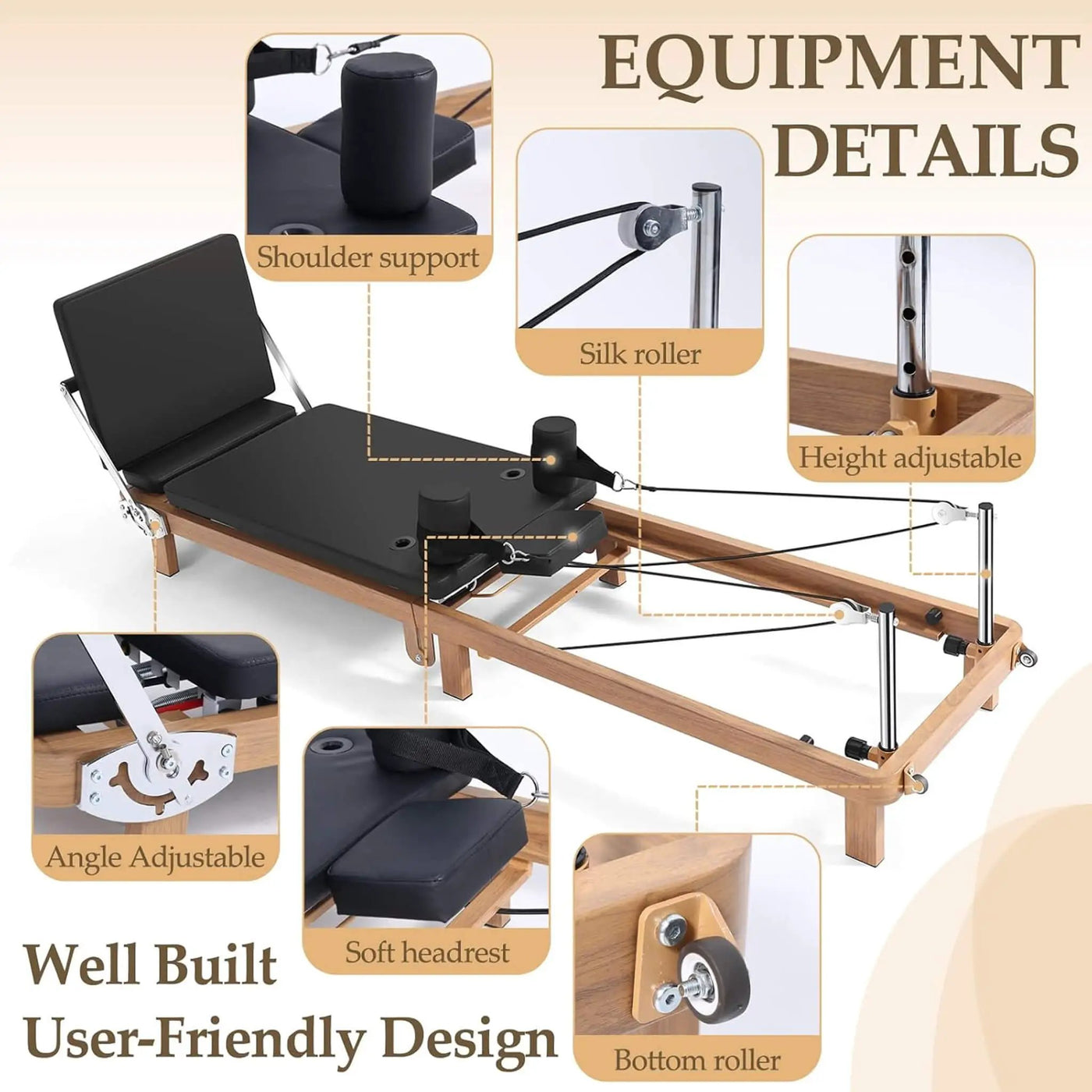 Apex Foldable Dual Resistance Pilates Reformer With Jumpboard (SAK83914) by SAKSBY WHOLESALE