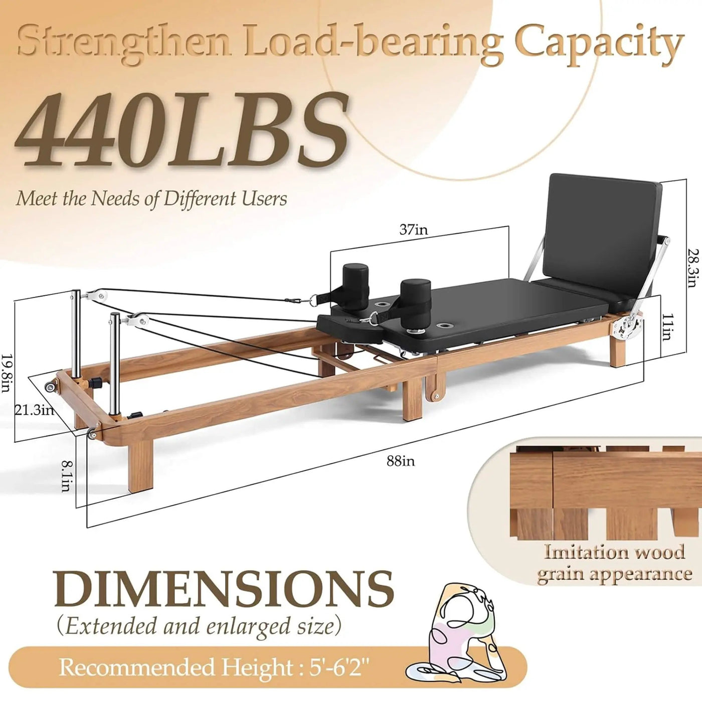 Apex Foldable Dual Resistance Pilates Reformer With Jumpboard (SAK83914) by SAKSBY WHOLESALE