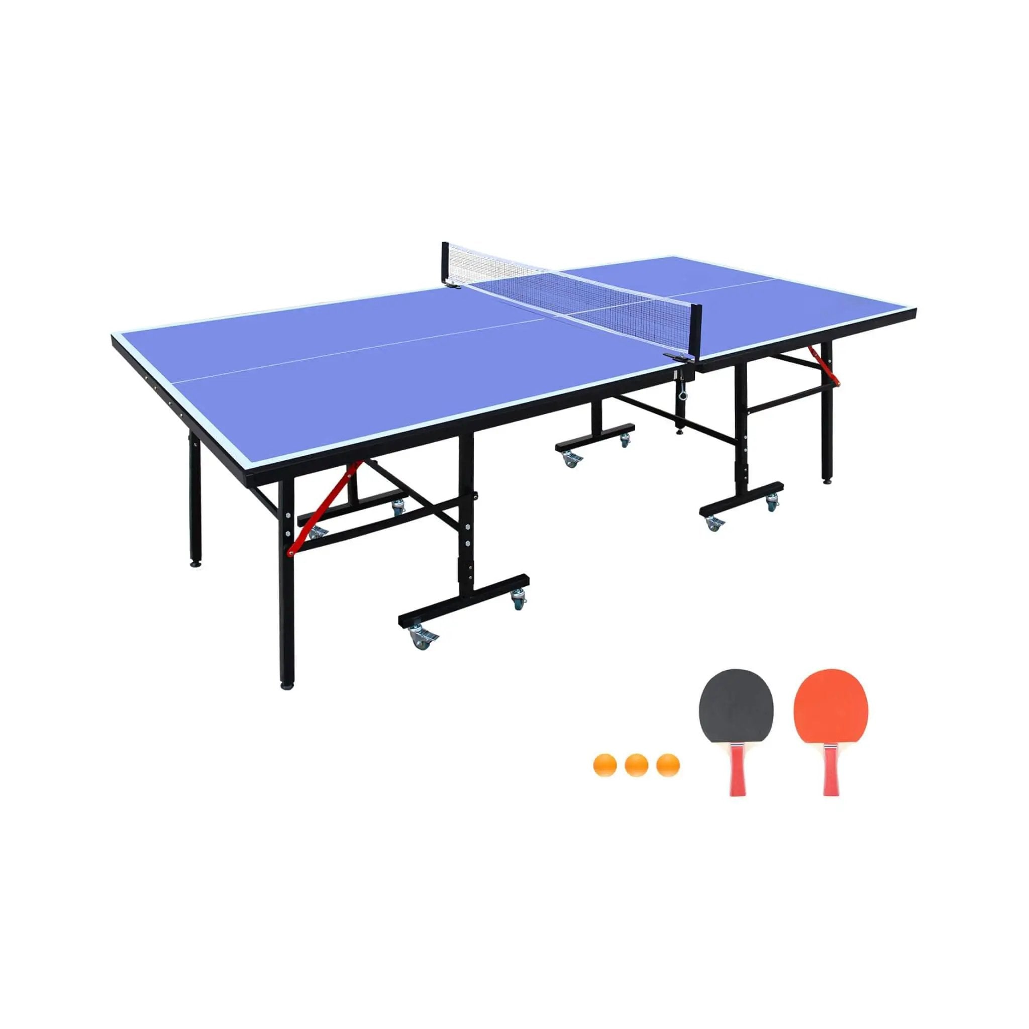 8FT Foldable Midsize Table Tennis Table Set With Paddles, Balls, And Net (SAK14735) by SAKSBY WHOLESALE