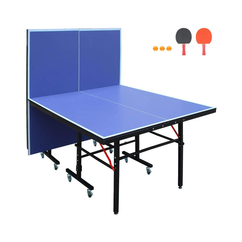 8FT Foldable Midsize Table Tennis Table Set With Paddles, Balls, And Net (SAK14735) by SAKSBY WHOLESALE