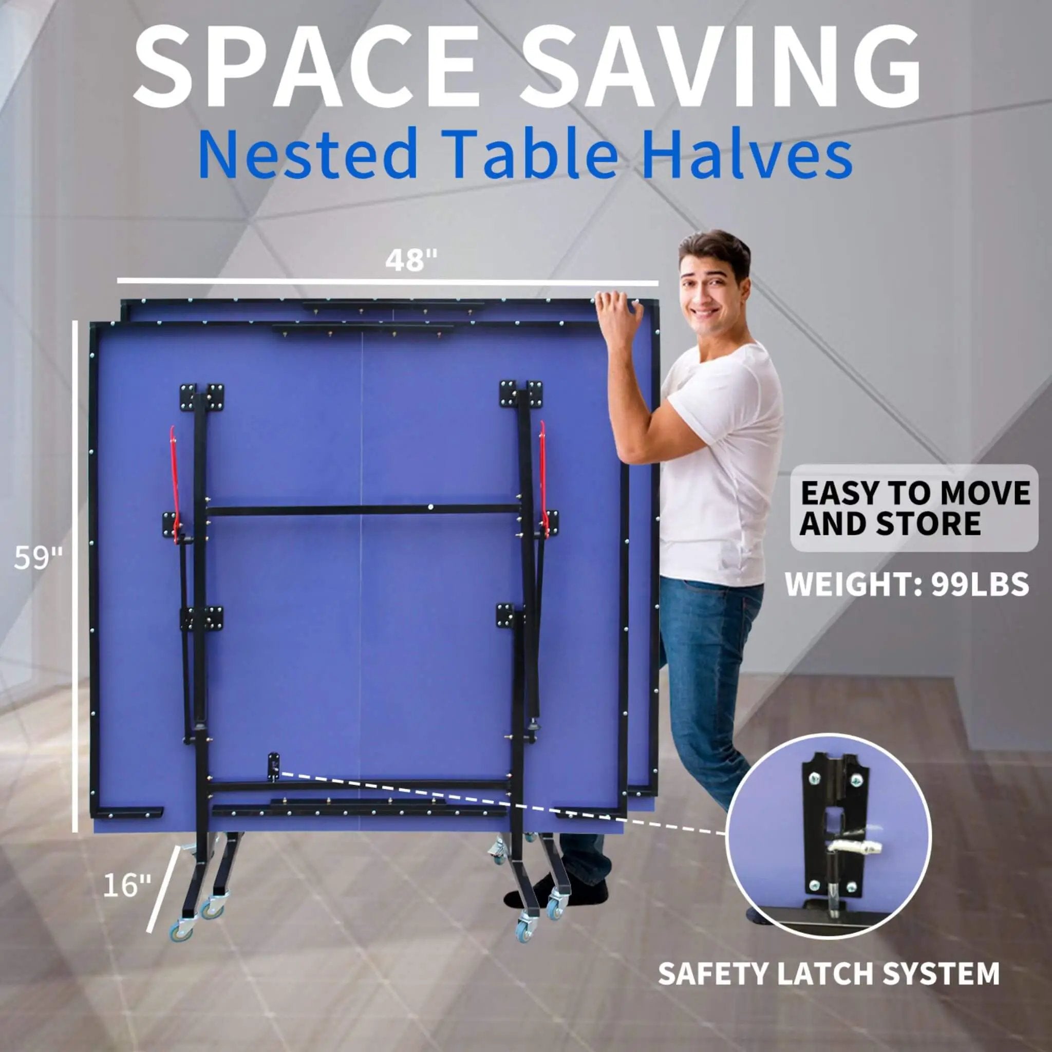 8FT Foldable Midsize Table Tennis Table Set With Paddles, Balls, And Net (SAK14735) by SAKSBY WHOLESALE