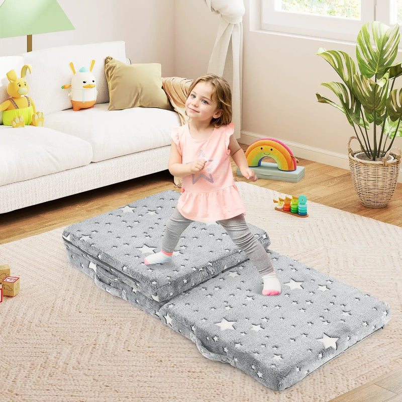 Foldable Floor Mattress for Kids with Washable Flannel Cover by DirectDeals