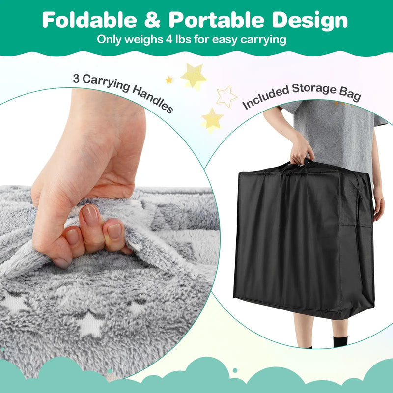 Foldable Floor Mattress for Kids with Washable Flannel Cover by DirectDeals
