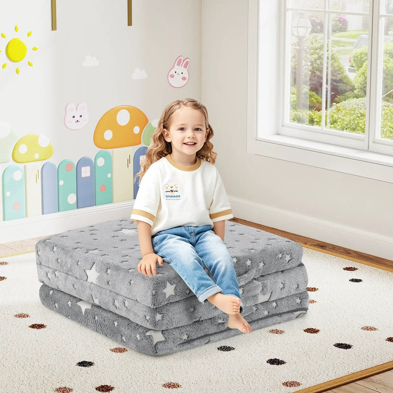 Foldable Floor Mattress for Kids with Washable Flannel Cover by DirectDeals
