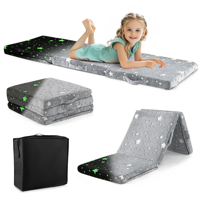 Foldable Floor Mattress for Kids with Washable Flannel Cover by DirectDeals