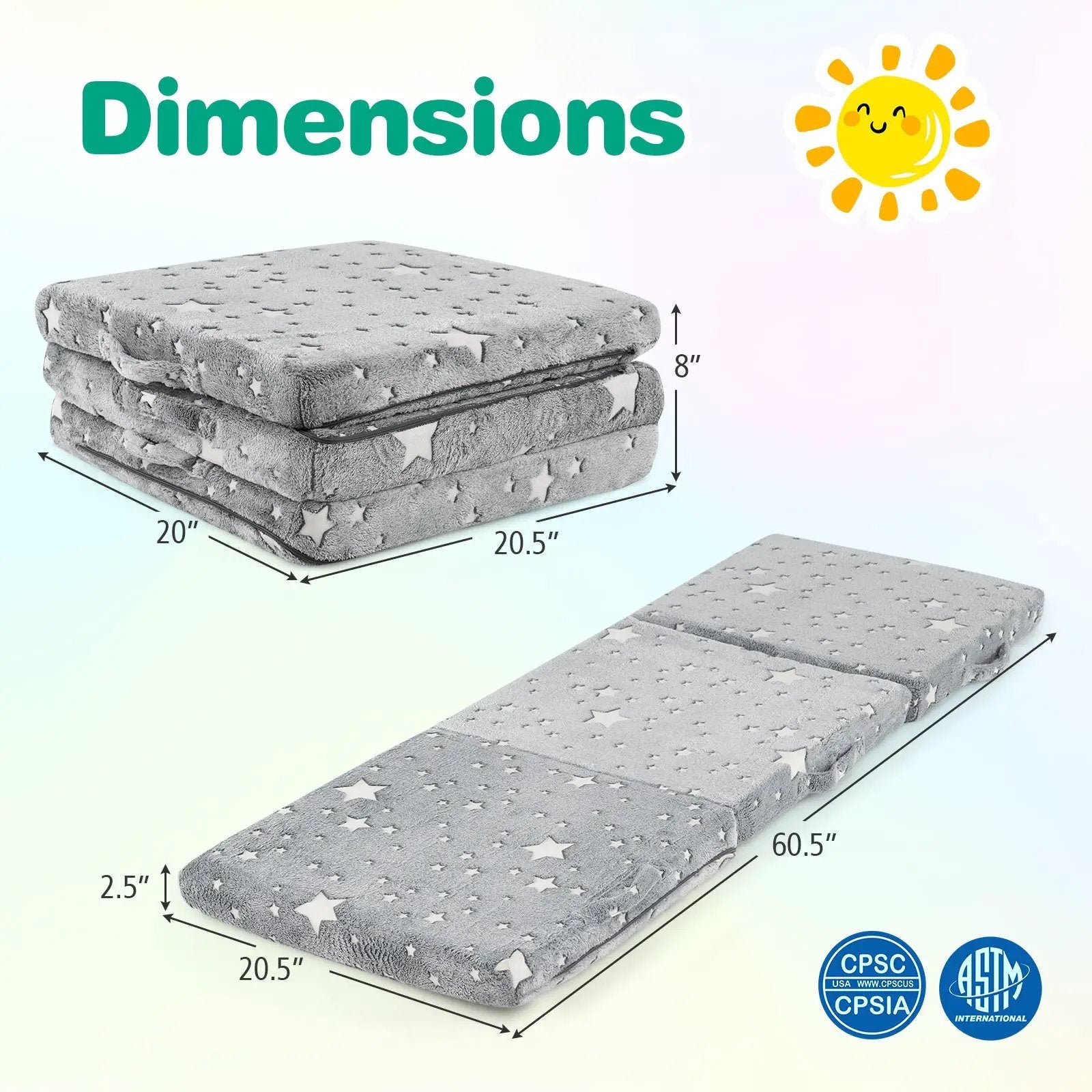 Foldable Floor Mattress for Kids with Washable Flannel Cover by DirectDeals