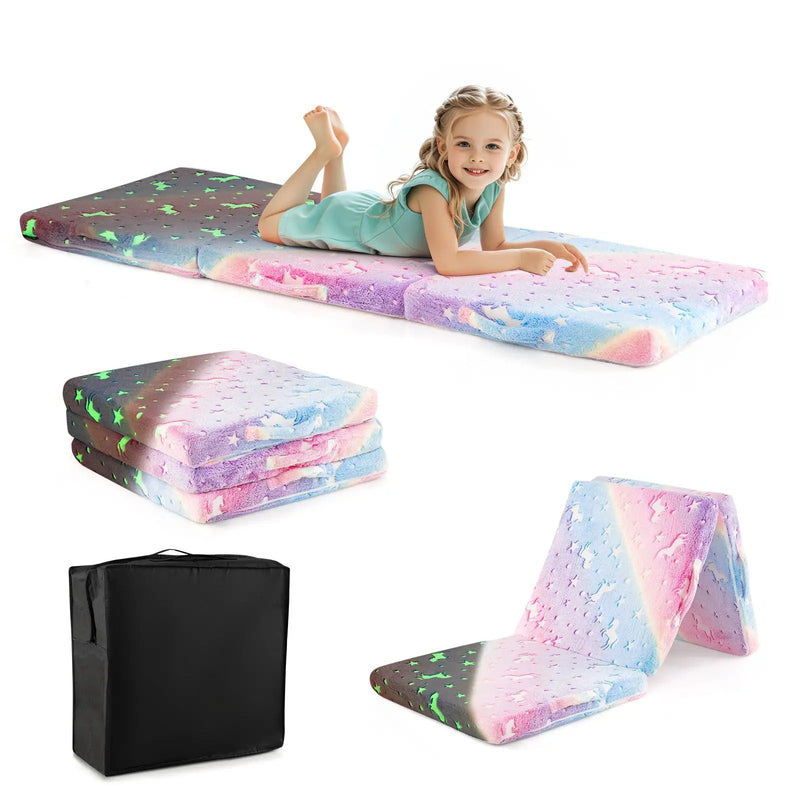 Foldable Floor Mattress for Kids with Washable Flannel Cover by DirectDeals