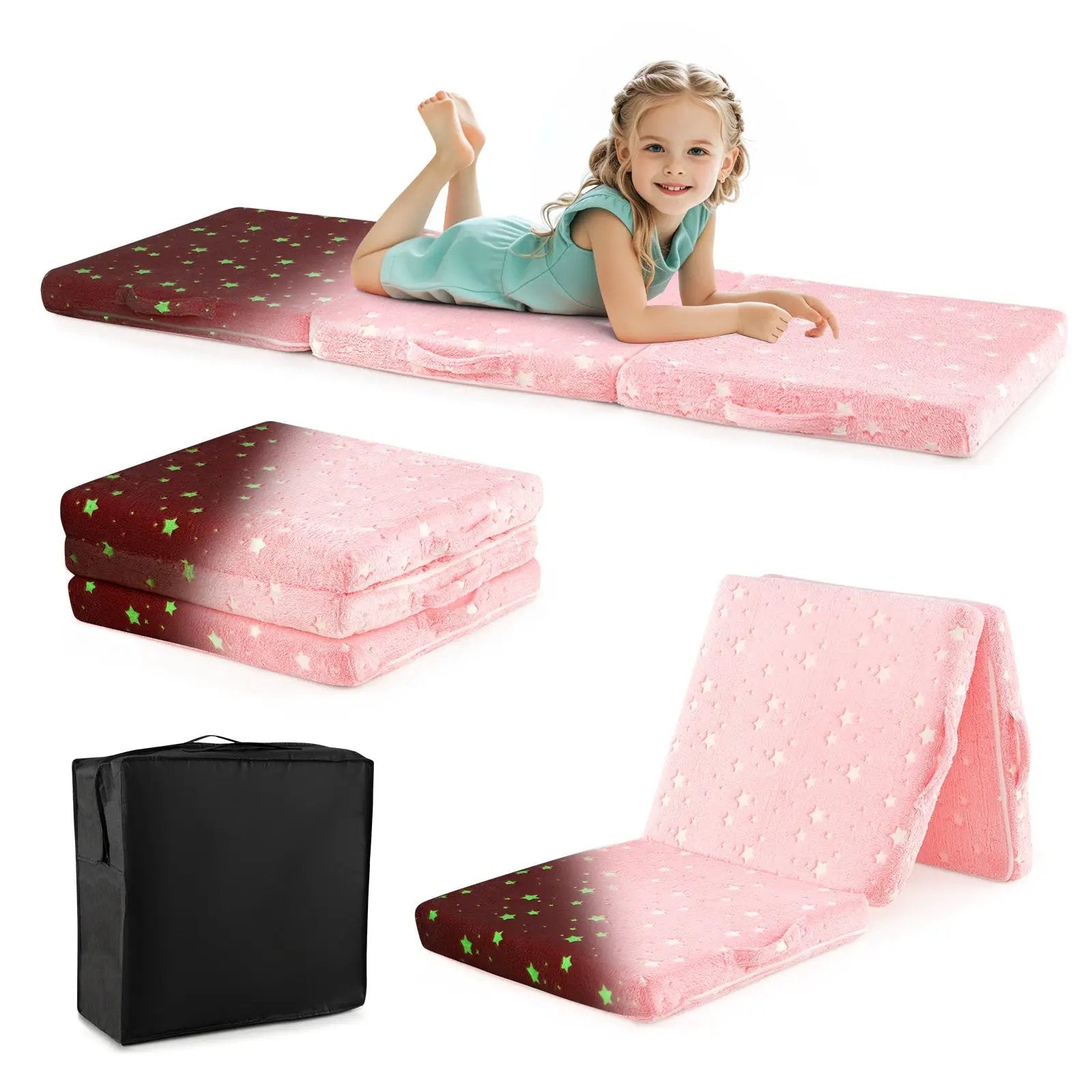 Foldable Floor Mattress for Kids with Washable Flannel Cover by DirectDeals