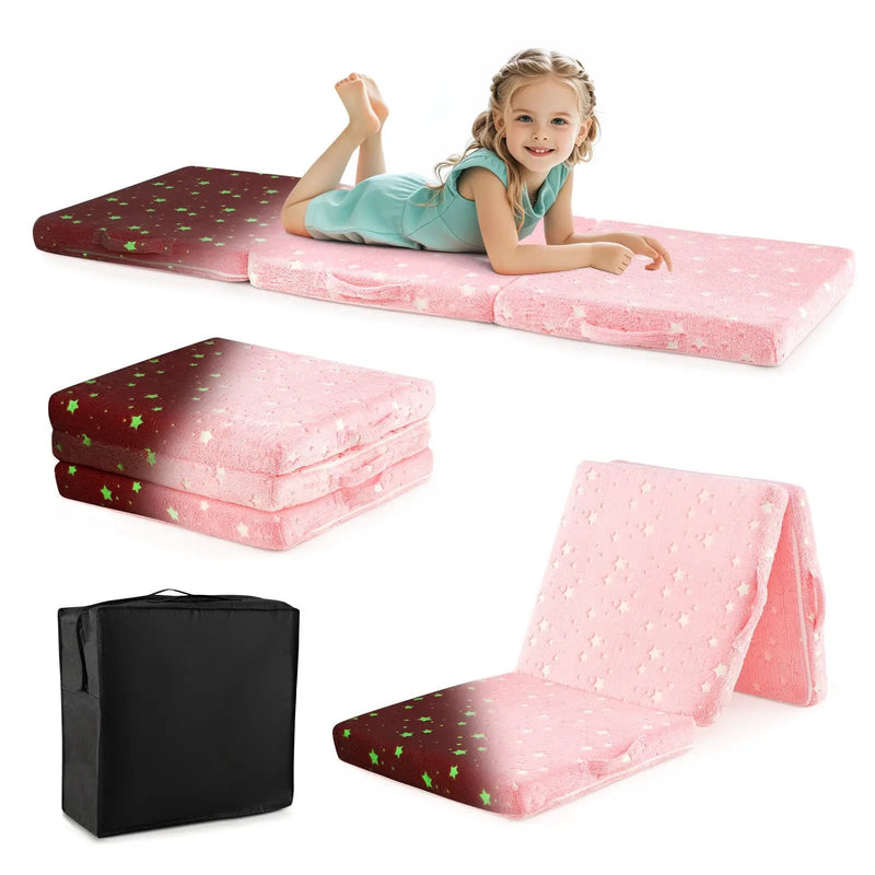 Foldable Floor Mattress for Kids with Washable Flannel Cover by DirectDeals