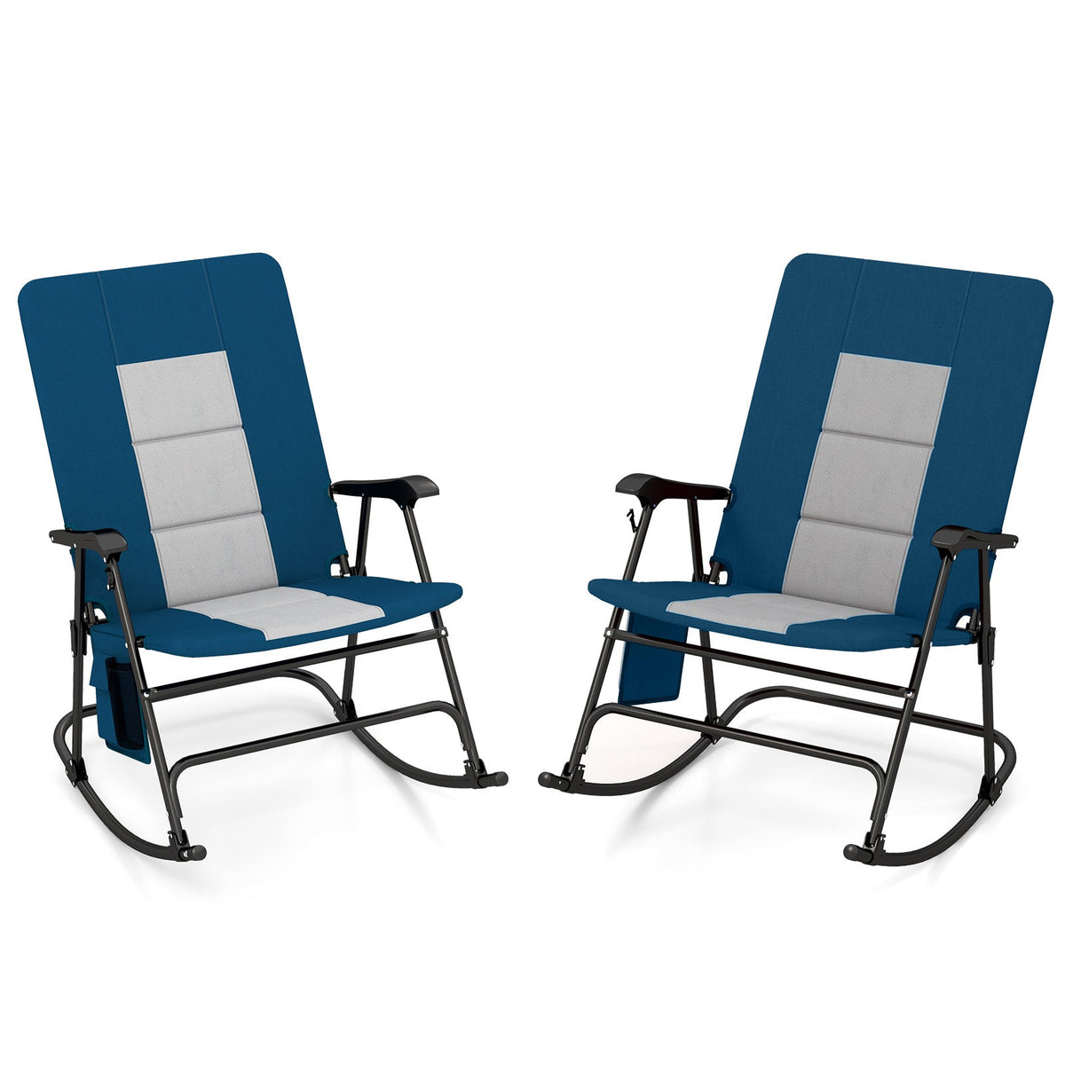 Foldable Rocking Padded Portable Camping Chair with Backrest and Armrest, photo 4 of 9