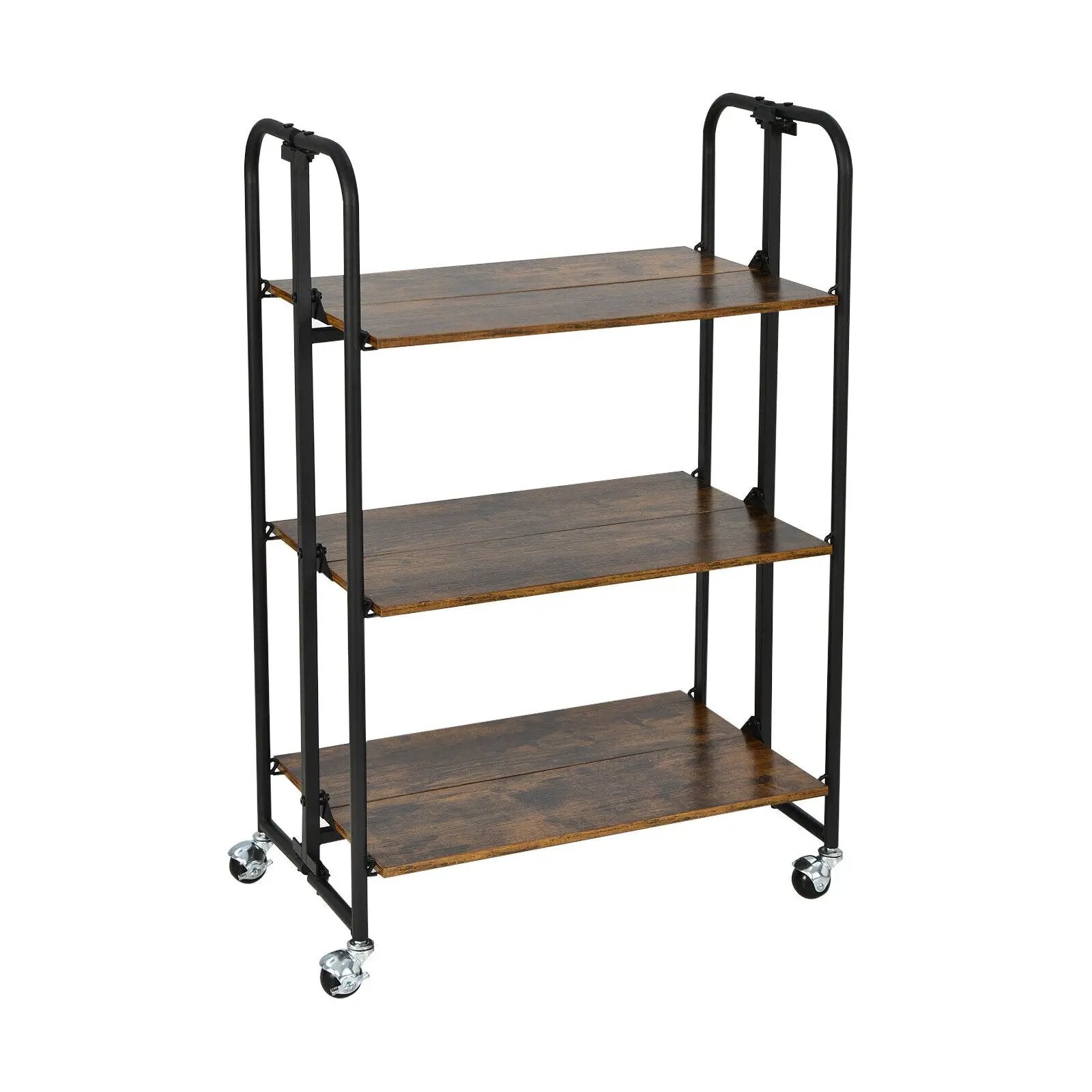 Foldable Rolling Cart with Storage Shelves for Kitchen-3-Tier by DirectDeals
