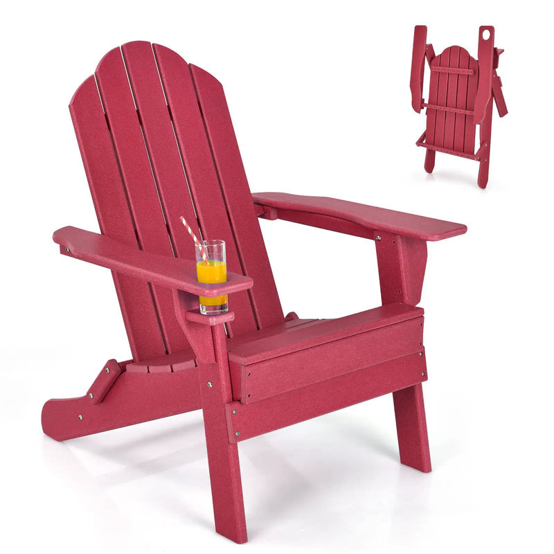 Foldable Weather Resistant Patio Chair with Built-in Cup Holder by DirectDeals