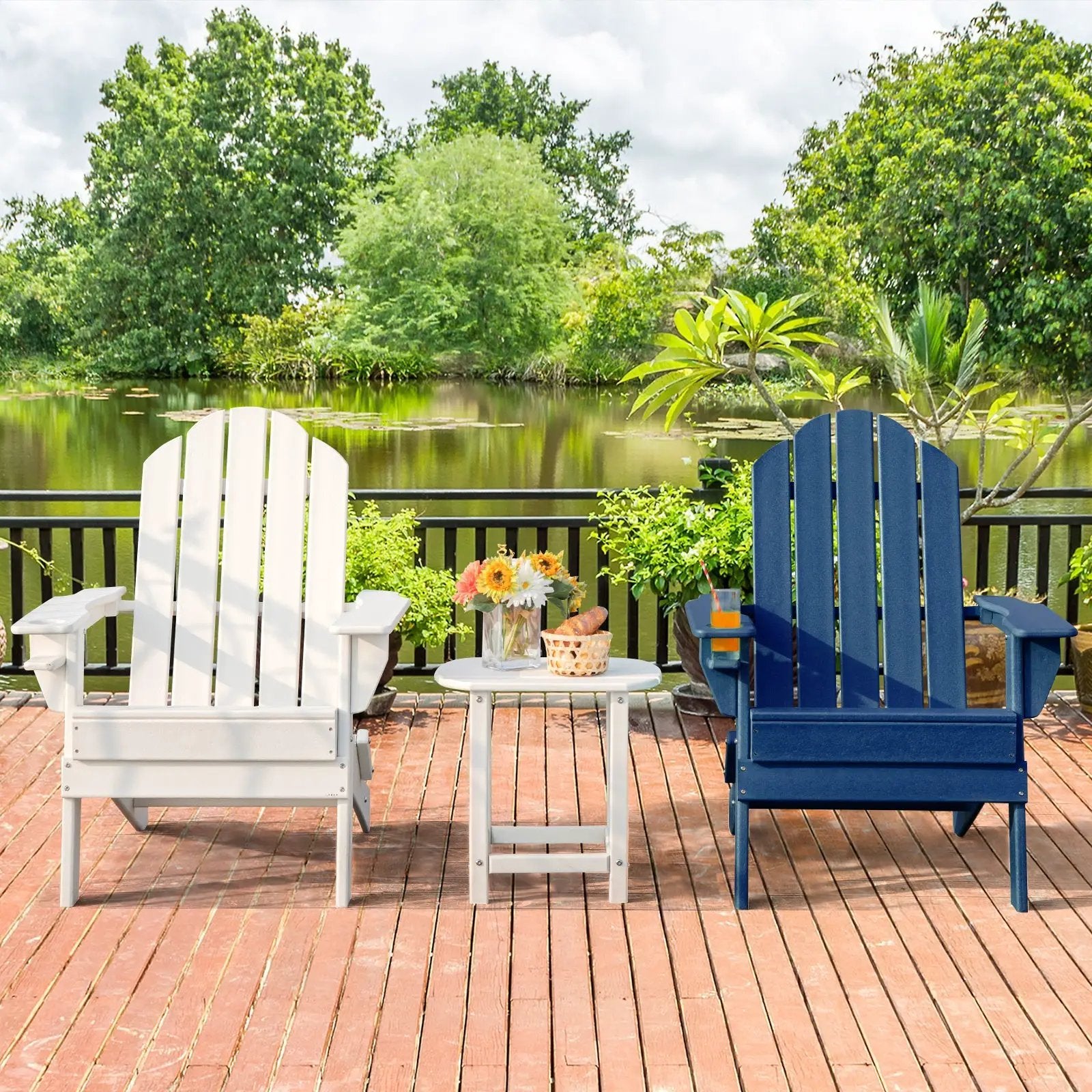 Foldable Weather Resistant Patio Chair with Built-in Cup Holder by DirectDeals