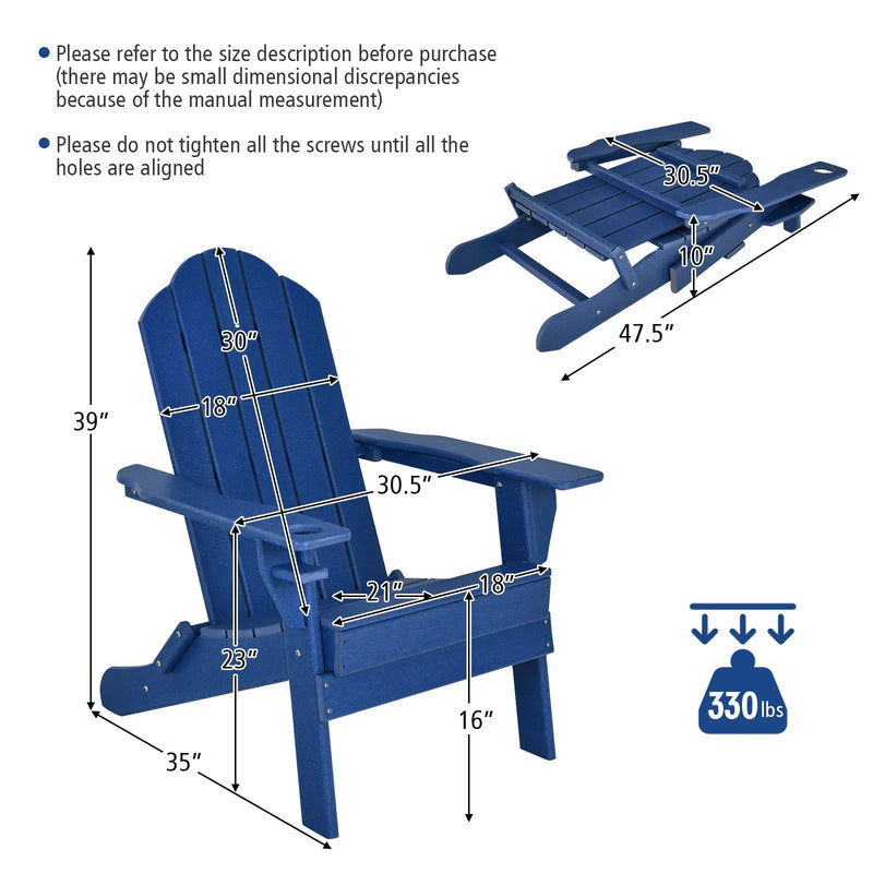 Foldable Weather Resistant Patio Chair with Built-in Cup Holder by DirectDeals