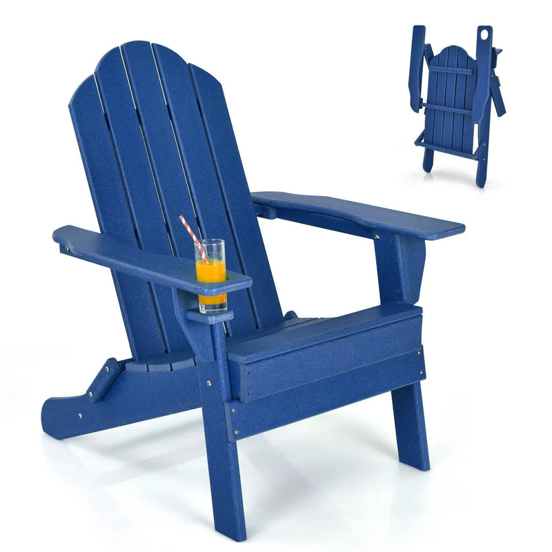 Foldable Weather Resistant Patio Chair with Built-in Cup Holder by DirectDeals