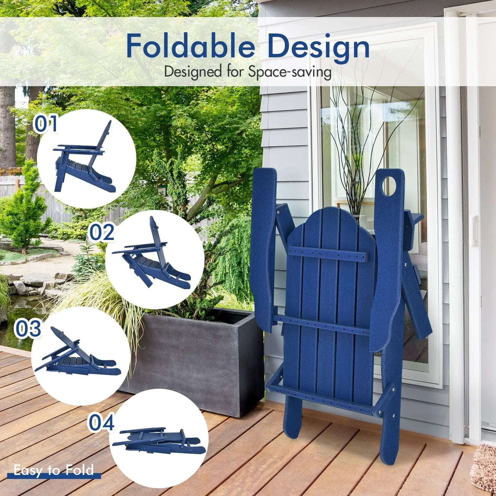 Foldable Weather Resistant Patio Chair with Built-in Cup Holder by DirectDeals