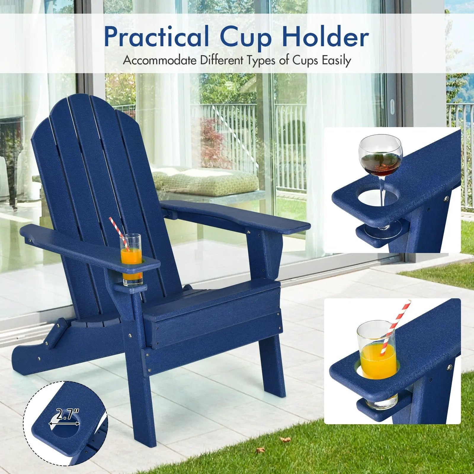 Foldable Weather Resistant Patio Chair with Built-in Cup Holder by DirectDeals