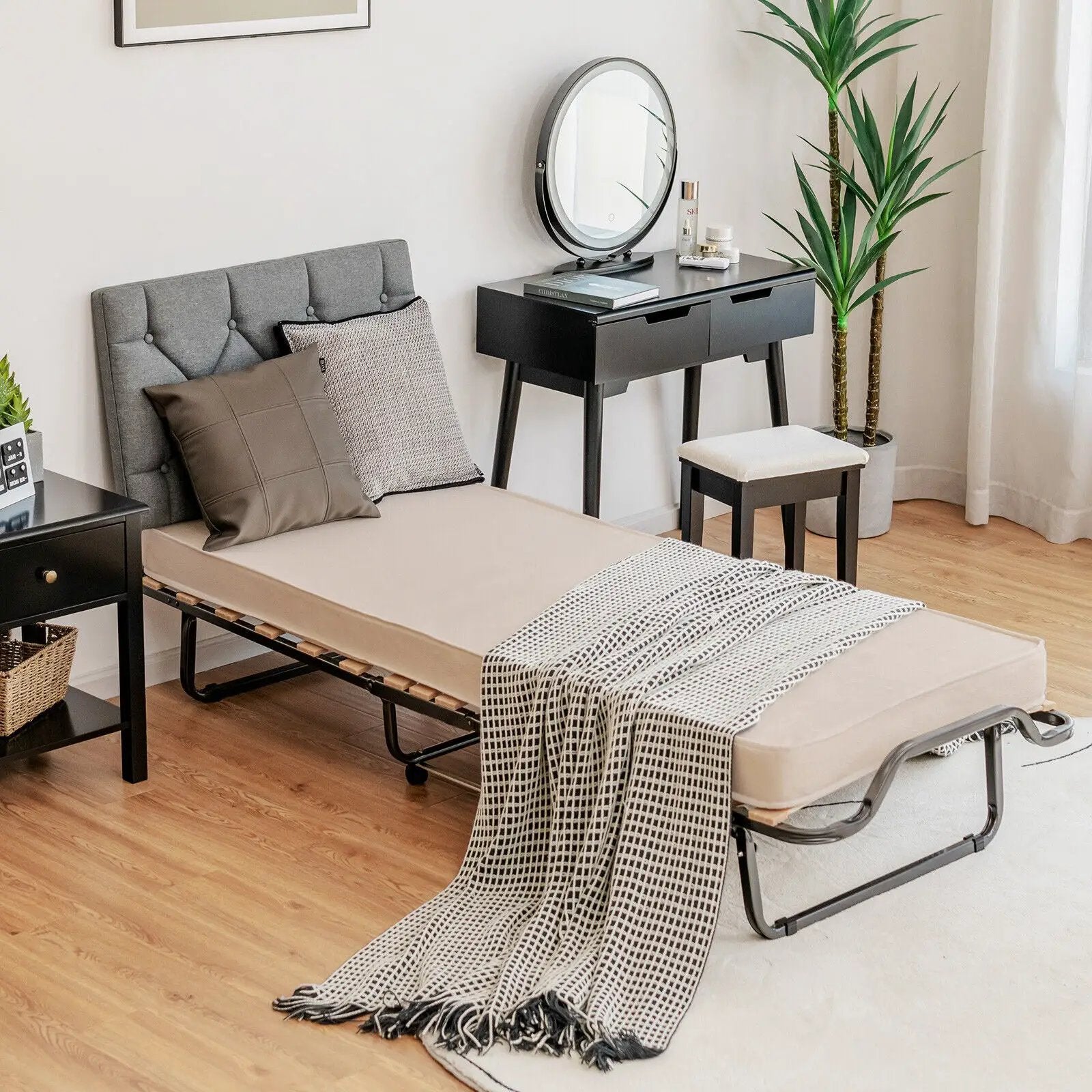 Rollaway Folding Bed with Memory Foam Mattress and Dust-Proof Bag Made in Italy by DirectDeals