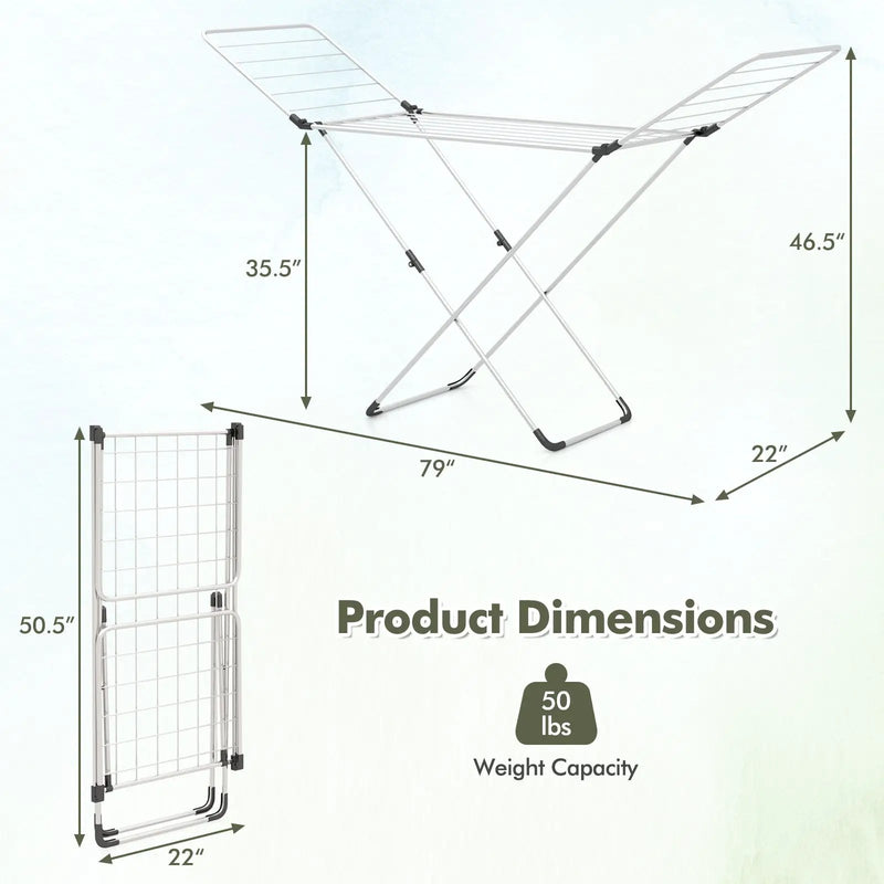 Folding Clothes Drying Rack with Adjustable Wings for Indoor and Outdoor Use by DirectDeals
