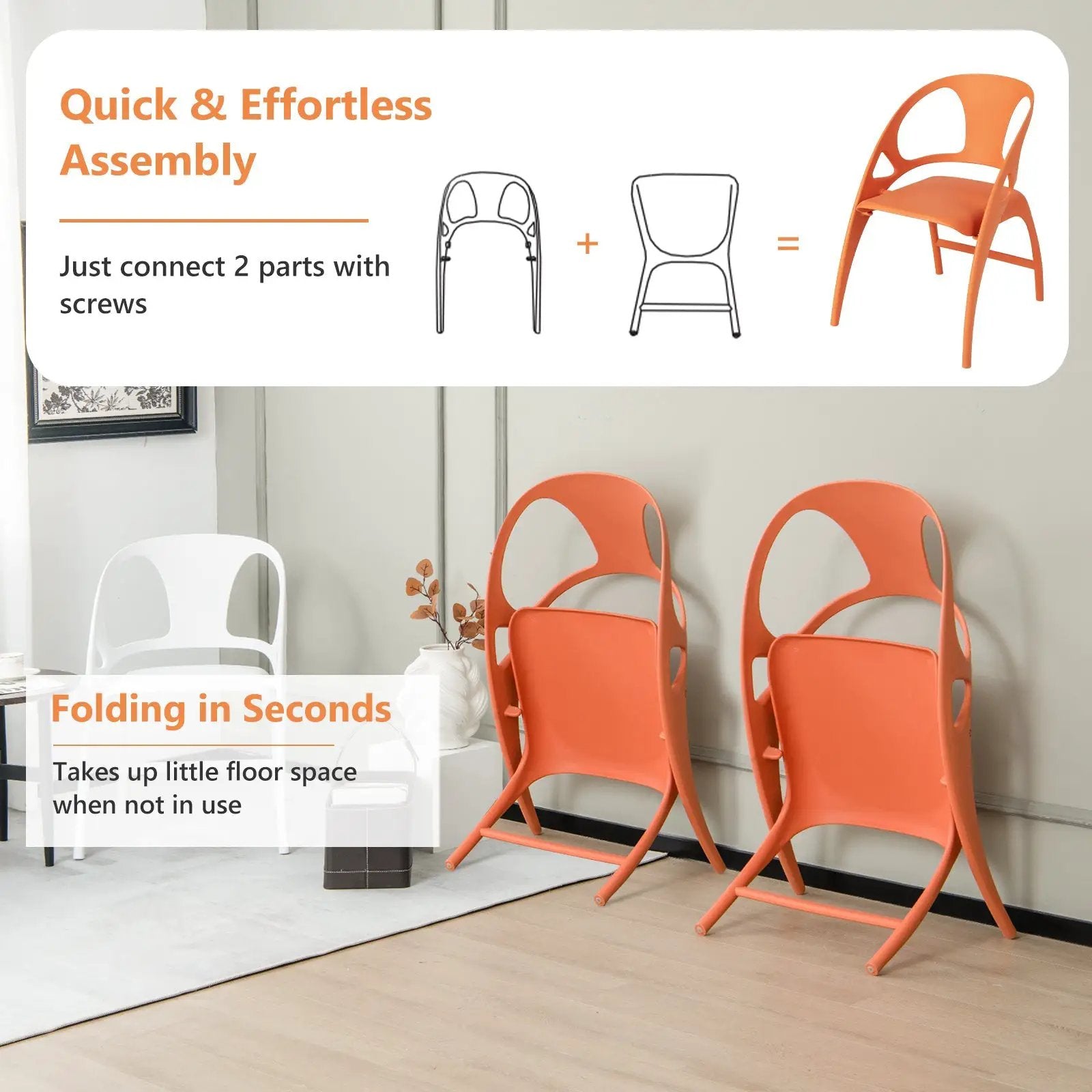 Folding Dining Chairs Set of 2 with Armrest and High Backrest by DirectDeals