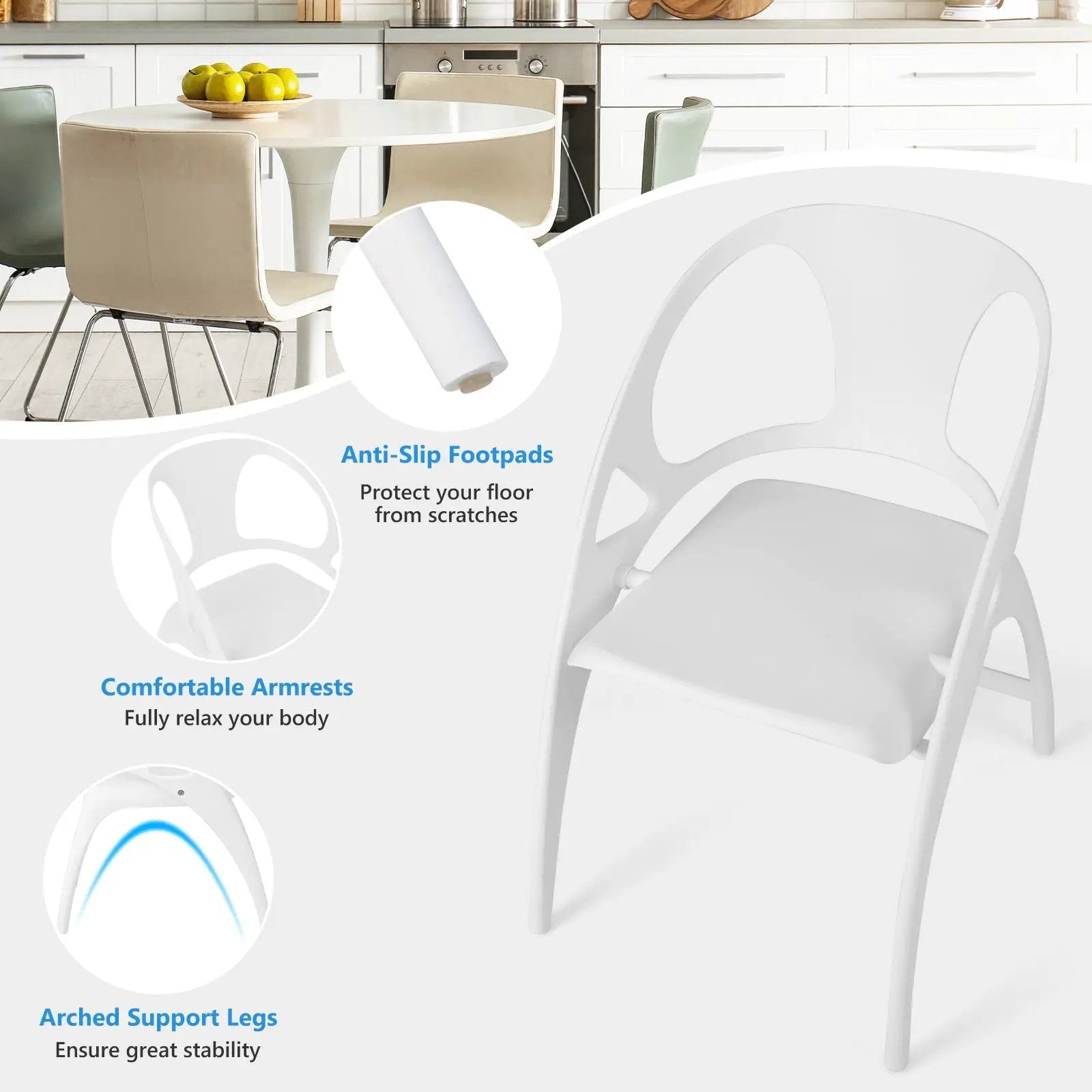 Folding Dining Chairs Set of 2 with Armrest and High Backrest by DirectDeals