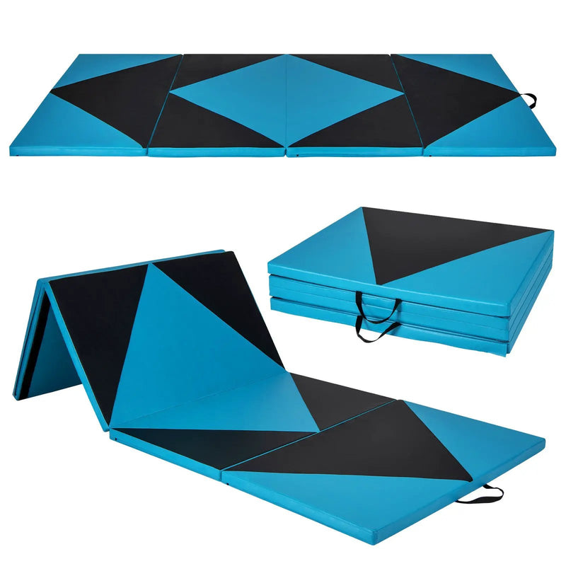 4-Panel PU Leather Folding Exercise Gym Mat with Hook and Loop Fasteners by DirectDeals