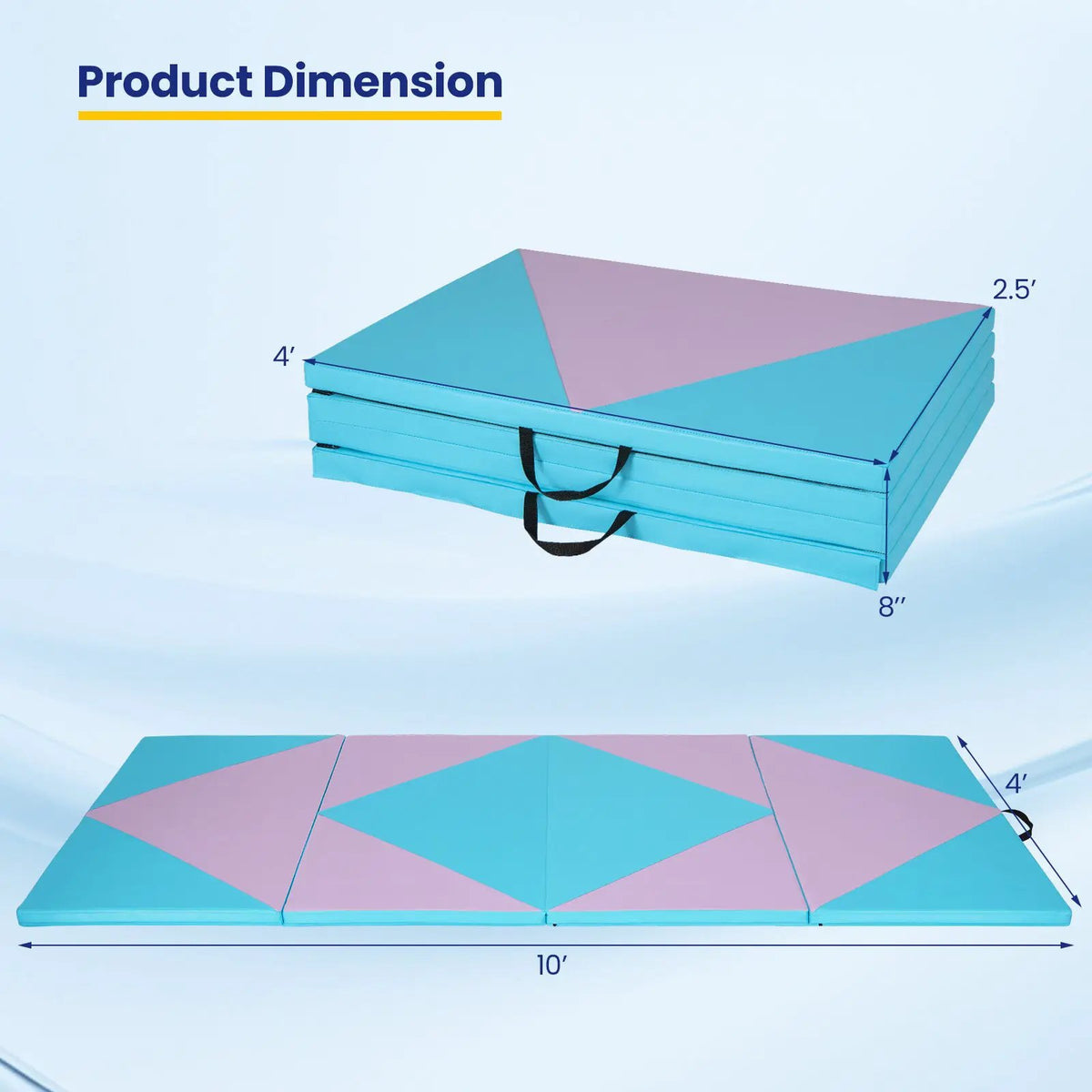 4-Panel PU Leather Folding Exercise Gym Mat with Hook and Loop Fasteners, photo 4 of 12