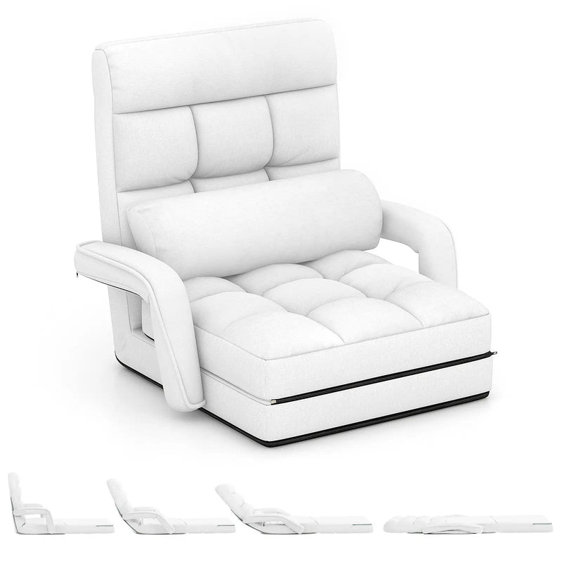 Folding Lazy Floor Chair Sofa with Armrests and Pillow by DirectDeals