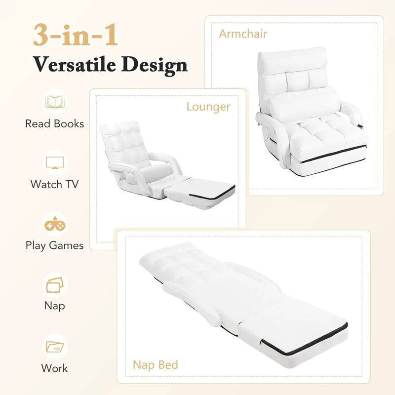 Folding Lazy Floor Chair Sofa with Armrests and Pillow by DirectDeals