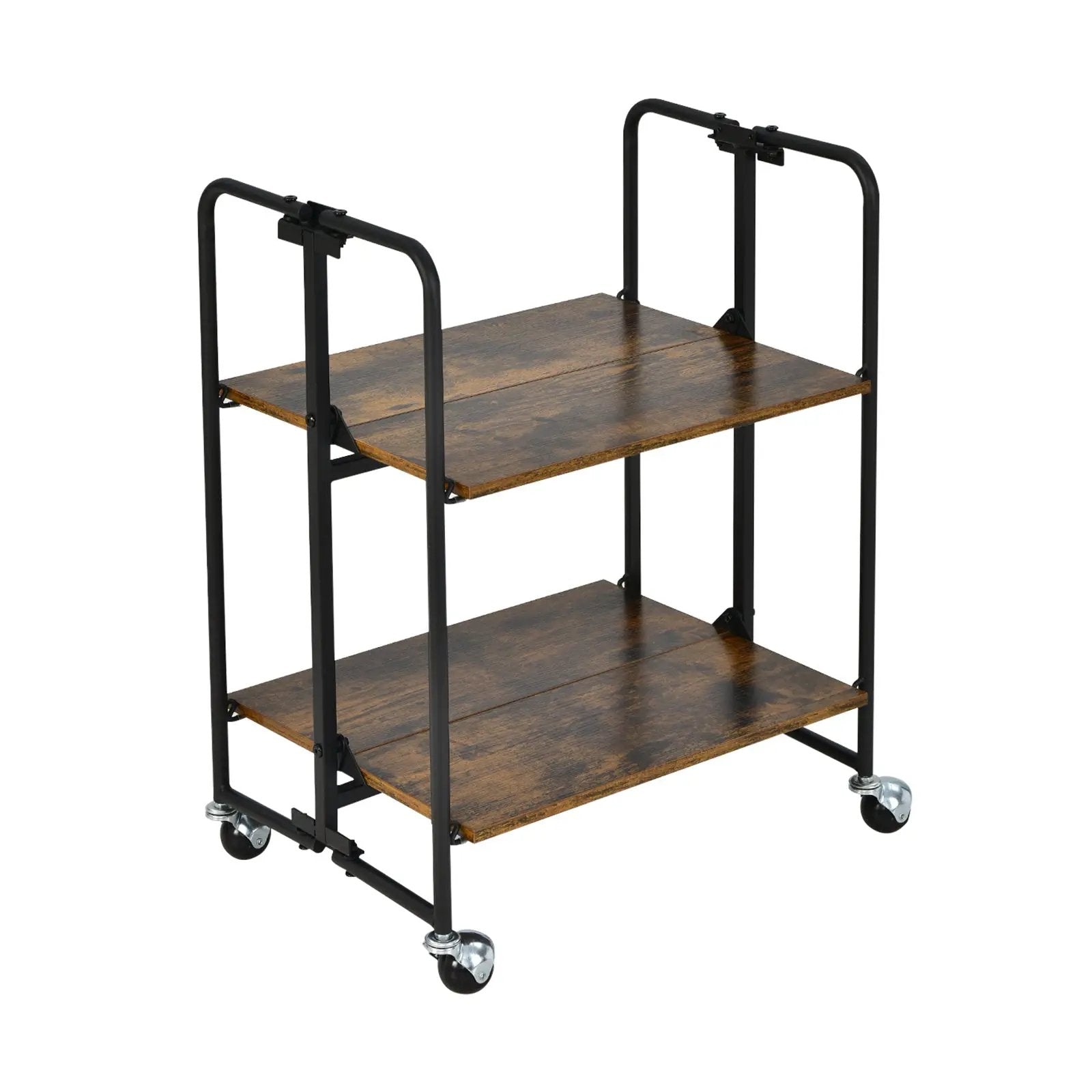 Folding Rolling Cart with Metal Frame-2-Tier by DirectDeals