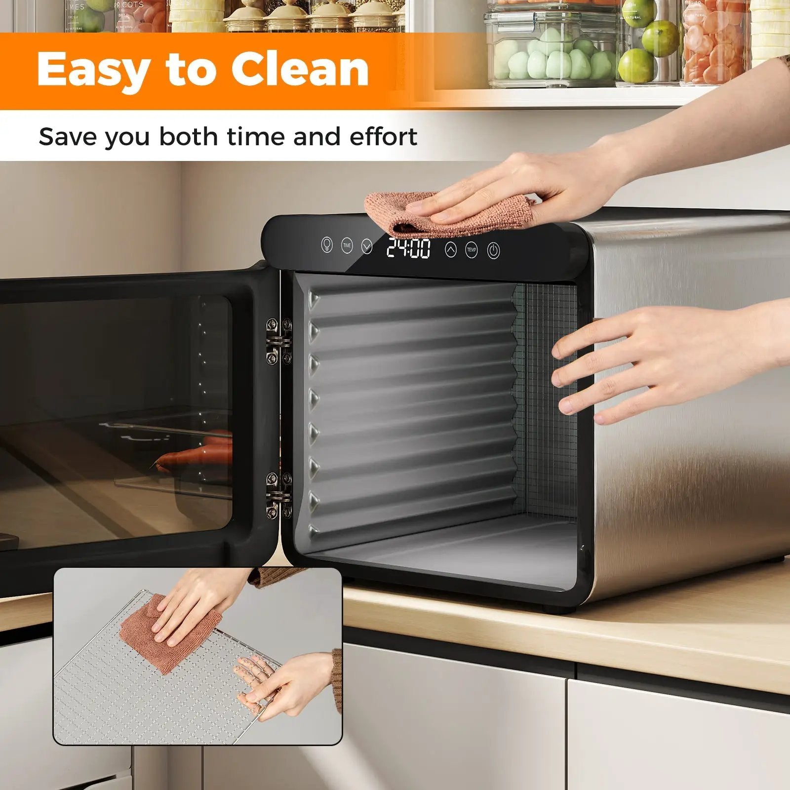 7 Stainless Steel Trays Dryer with 1-24H Timer and 30-75‚ÑÉ Temperature-Silver by DirectDeals