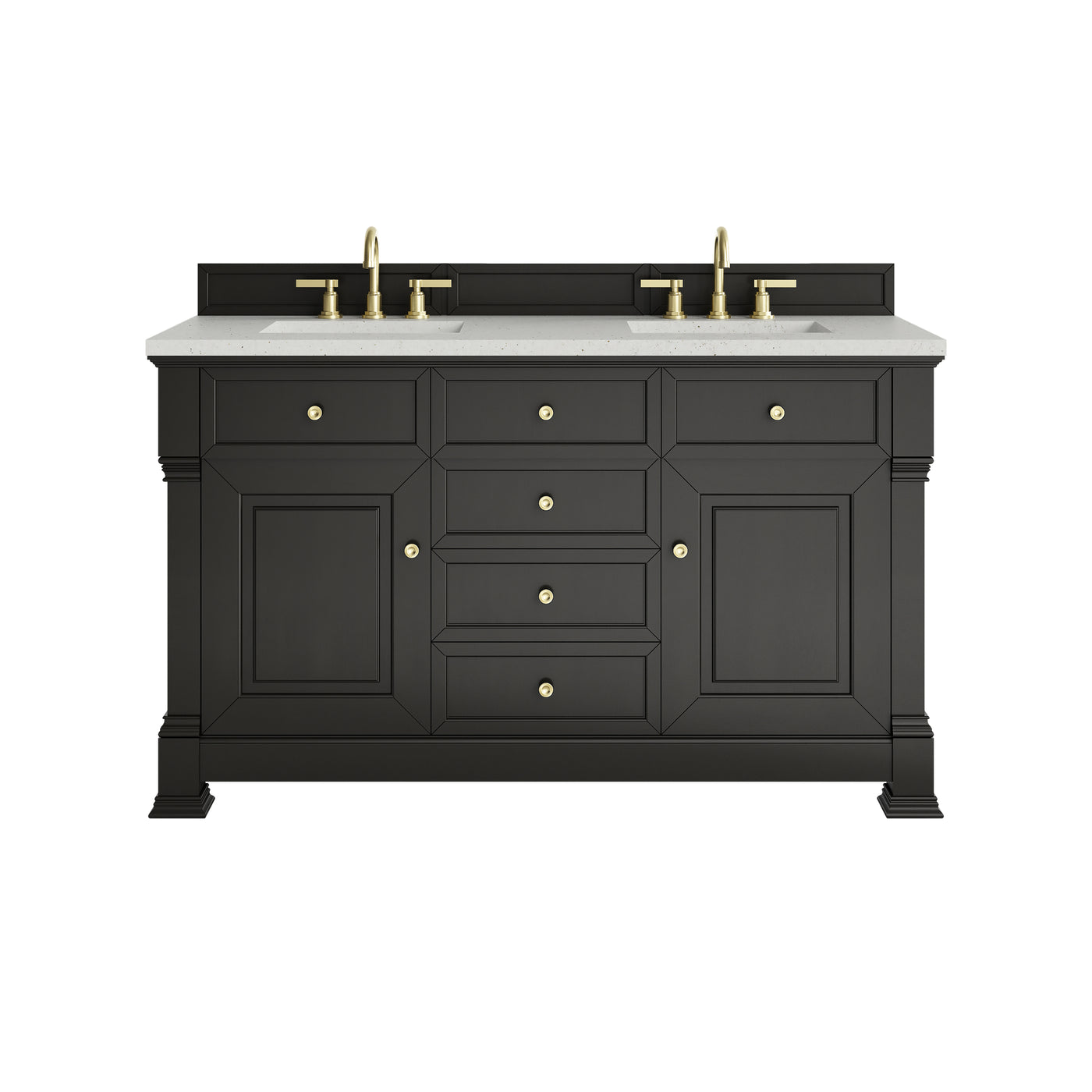 James Martin Brookfield 60" Double Bathroom Vanity, Black Onyx with Lime Delight countertop