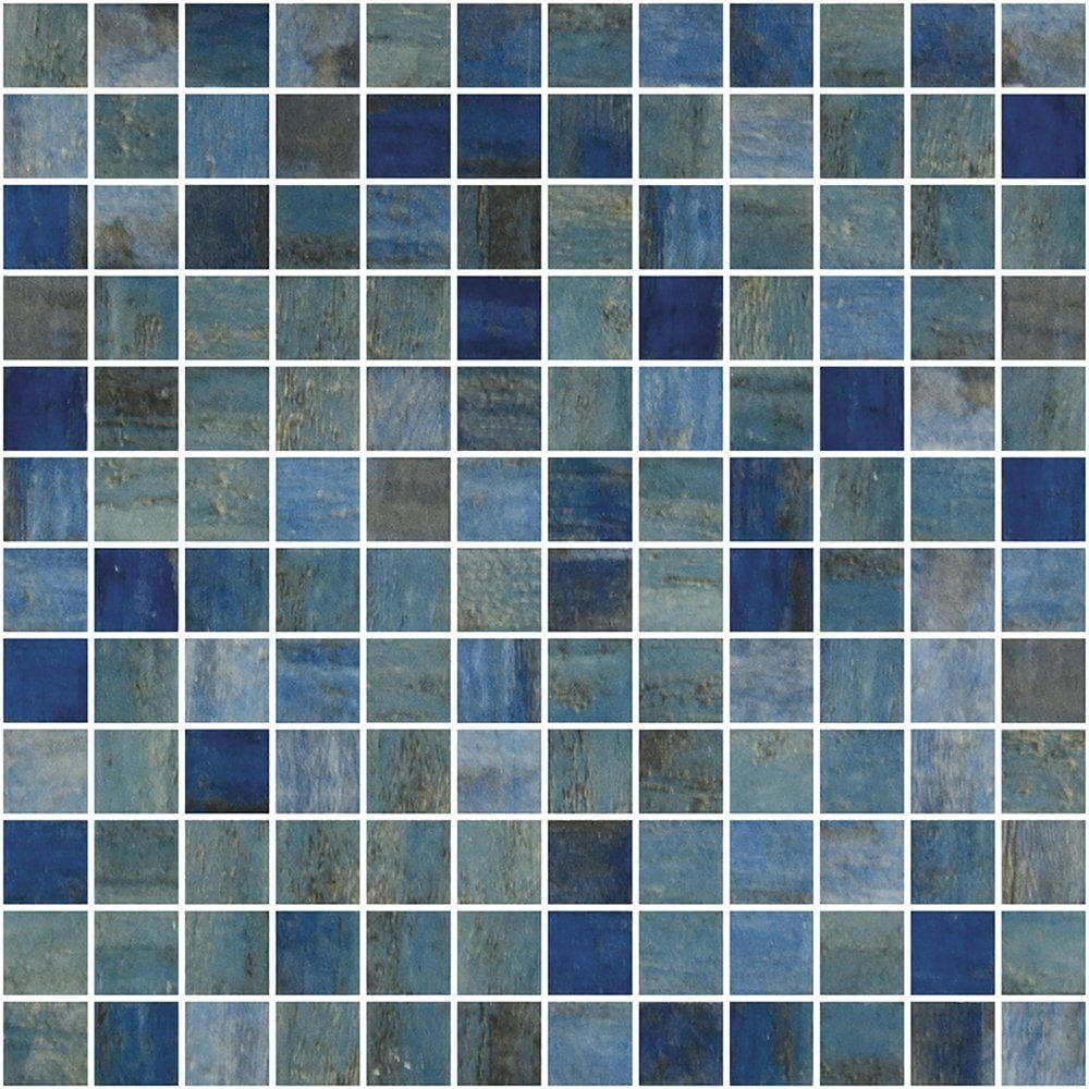 Forest Blue Glossy 1x1 Glass Mosaics 12x18 Glass Glossy 12x18 Mosaics