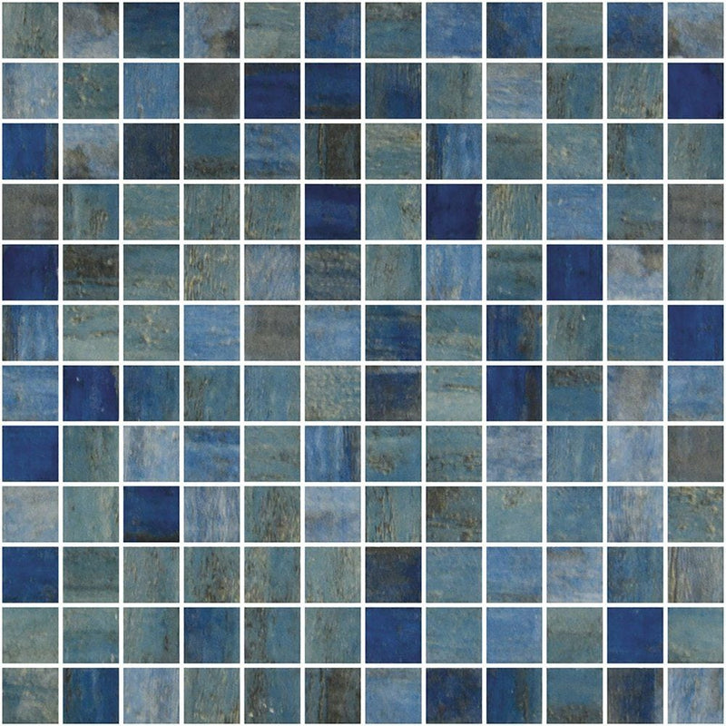 Forest Blue Glossy 1x1 Glass Mosaics 12x18 Glass Glossy 12x18 Mosaics