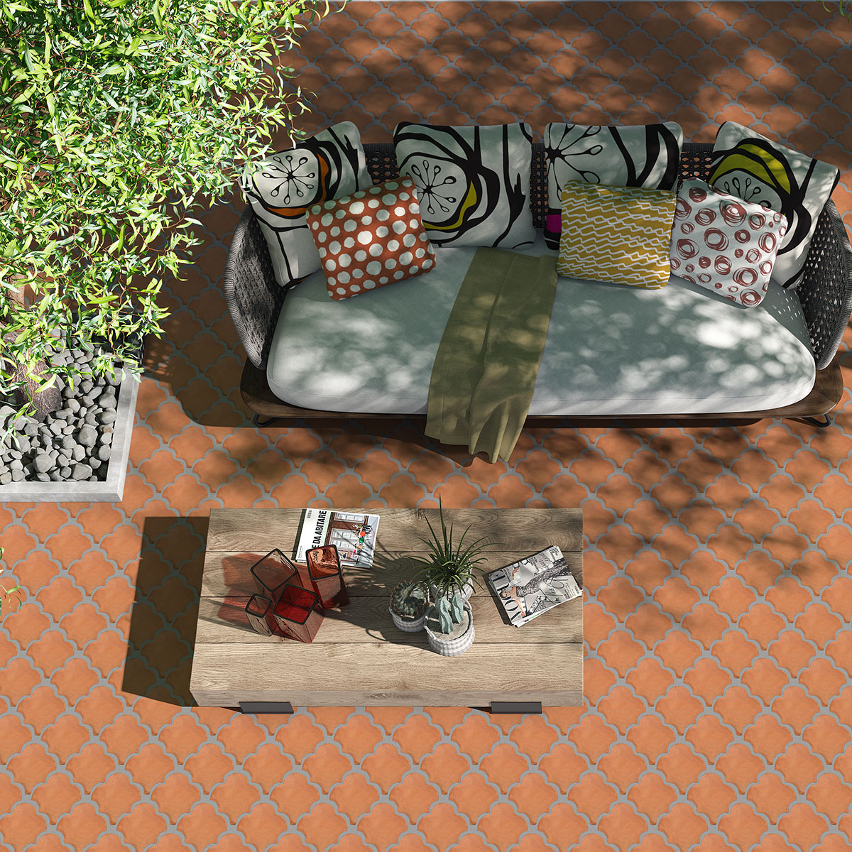 Forma De Ventilador Natural Fan Shape Terracotta Tiles 6 3/4x6 1/2 Terracotta Natural 6x6 Tiles — 2